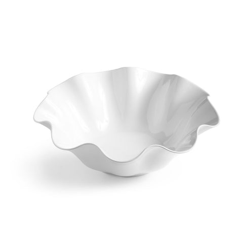 White 12.5" Clam Outdoor Serving Bowl