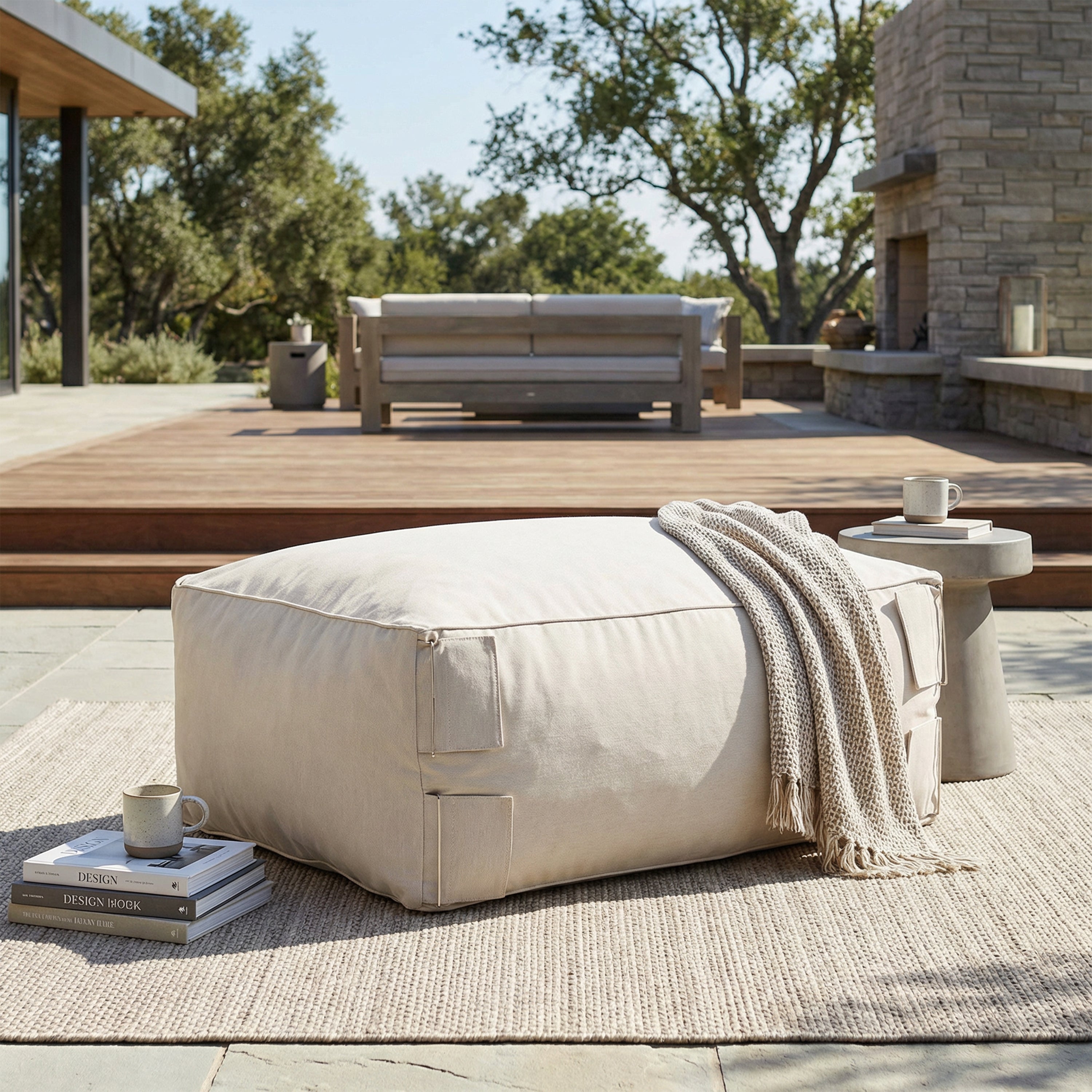 Nerissa Outdoor Patio Bean Bag Sofa Ottoman