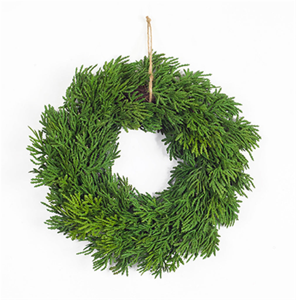 Pine Wreath Candle Ring with Jute Hanger 11.5"