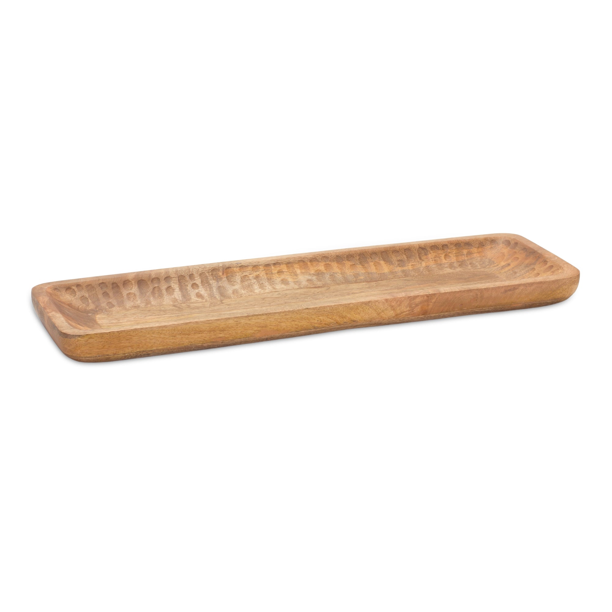 Natural Mango Wood Dough Bowl Tray, Set of 2 Decorative Trays