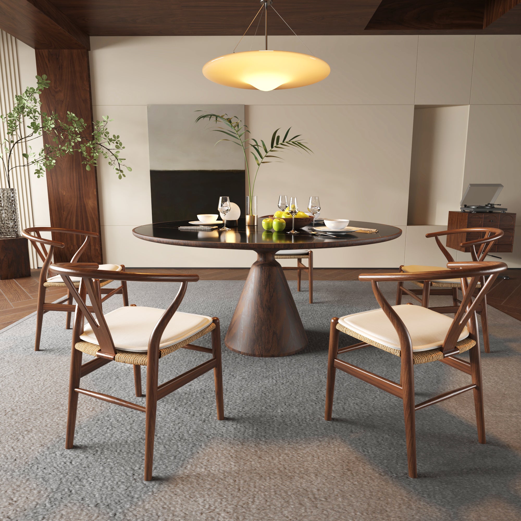 Garlandx Wood Dining Chair with Curved Back, Set of 2