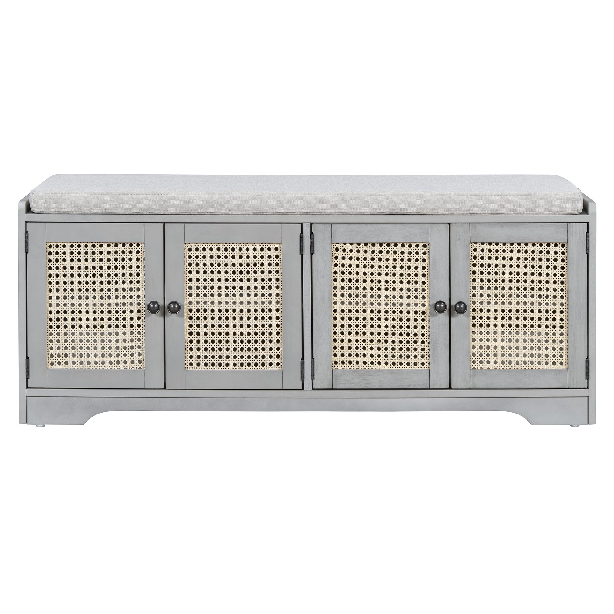 Storage Bench with Rattan Doors