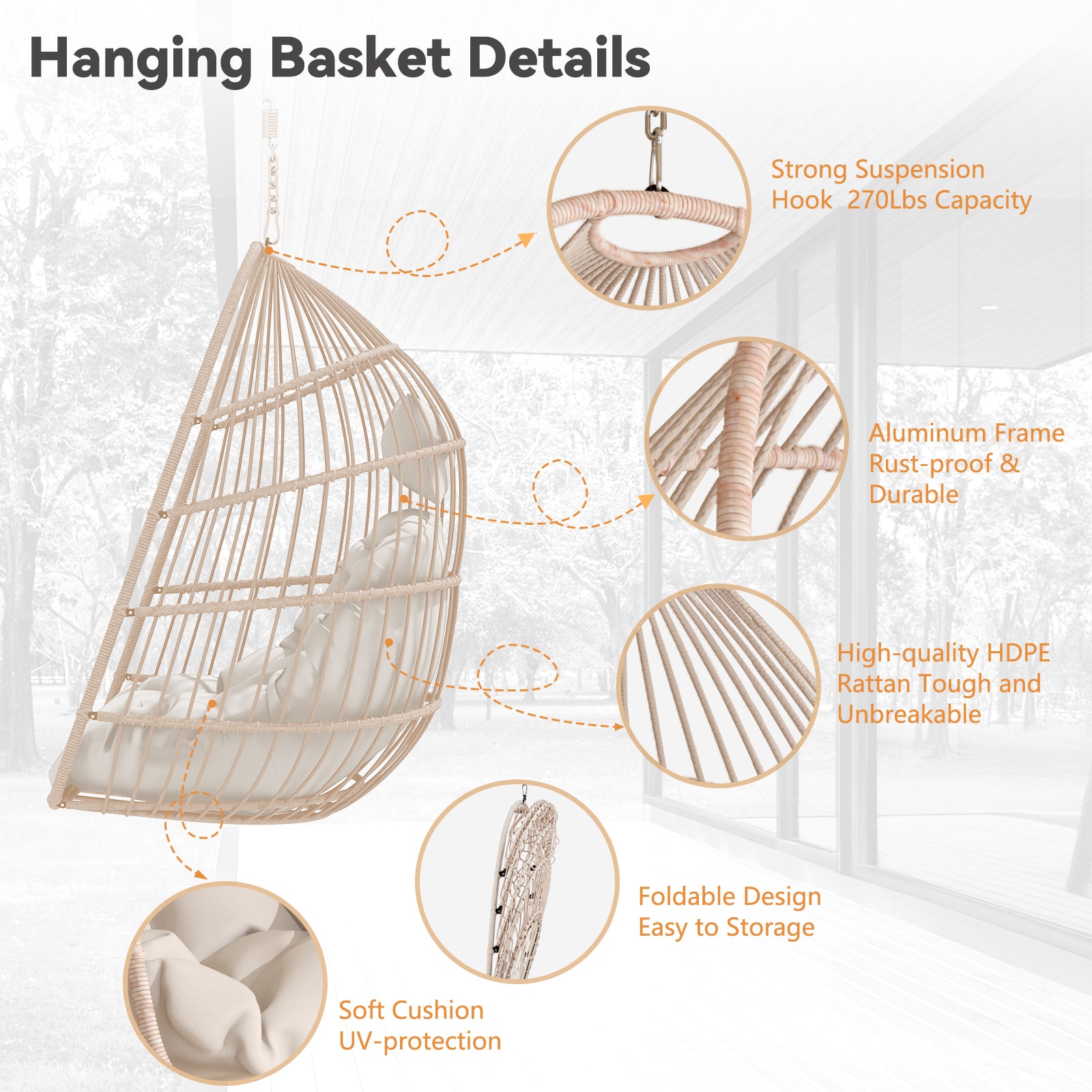 Folding Outdoor Egg Swing Chair