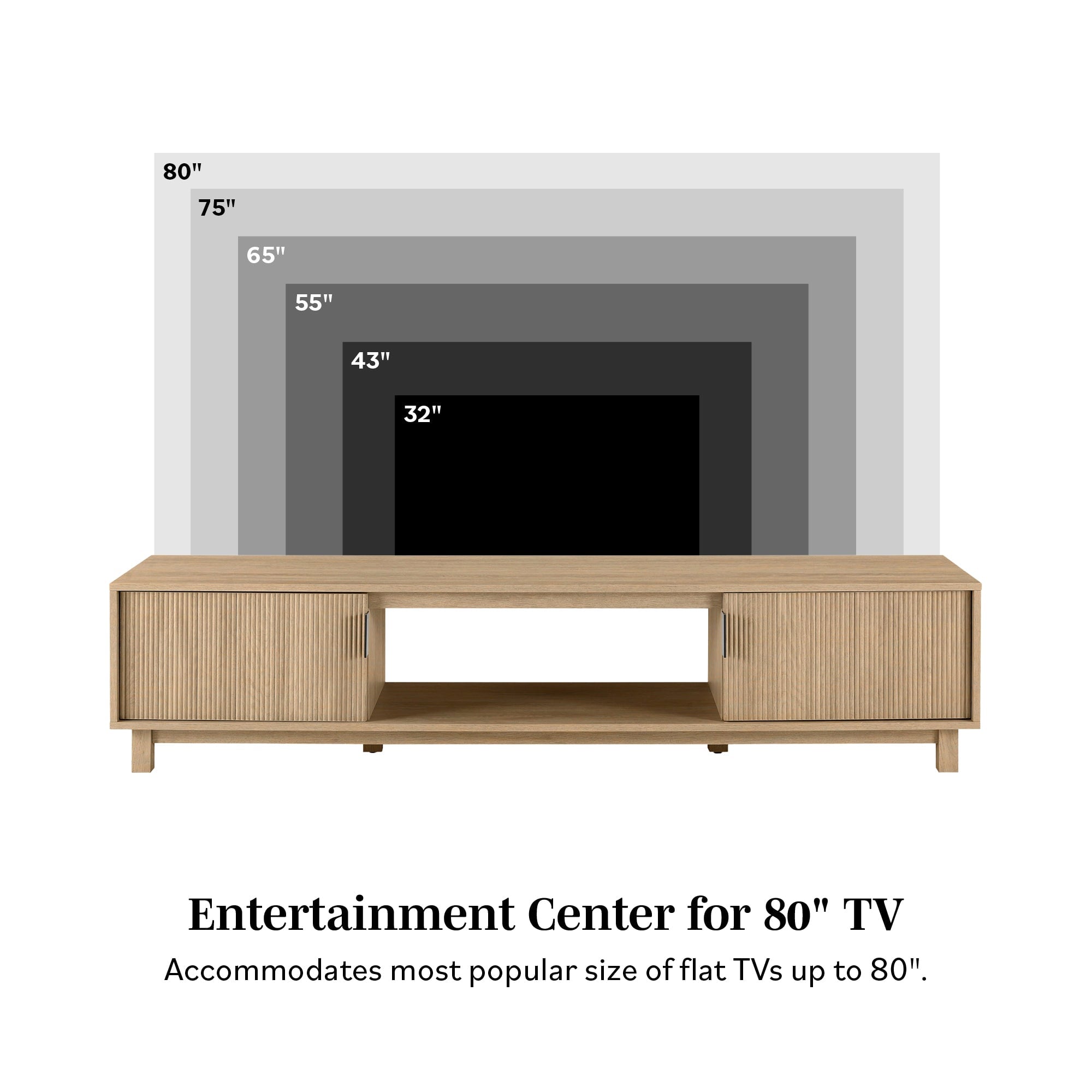 Vibrato Fluted-Door TV Stand with Open Shelf