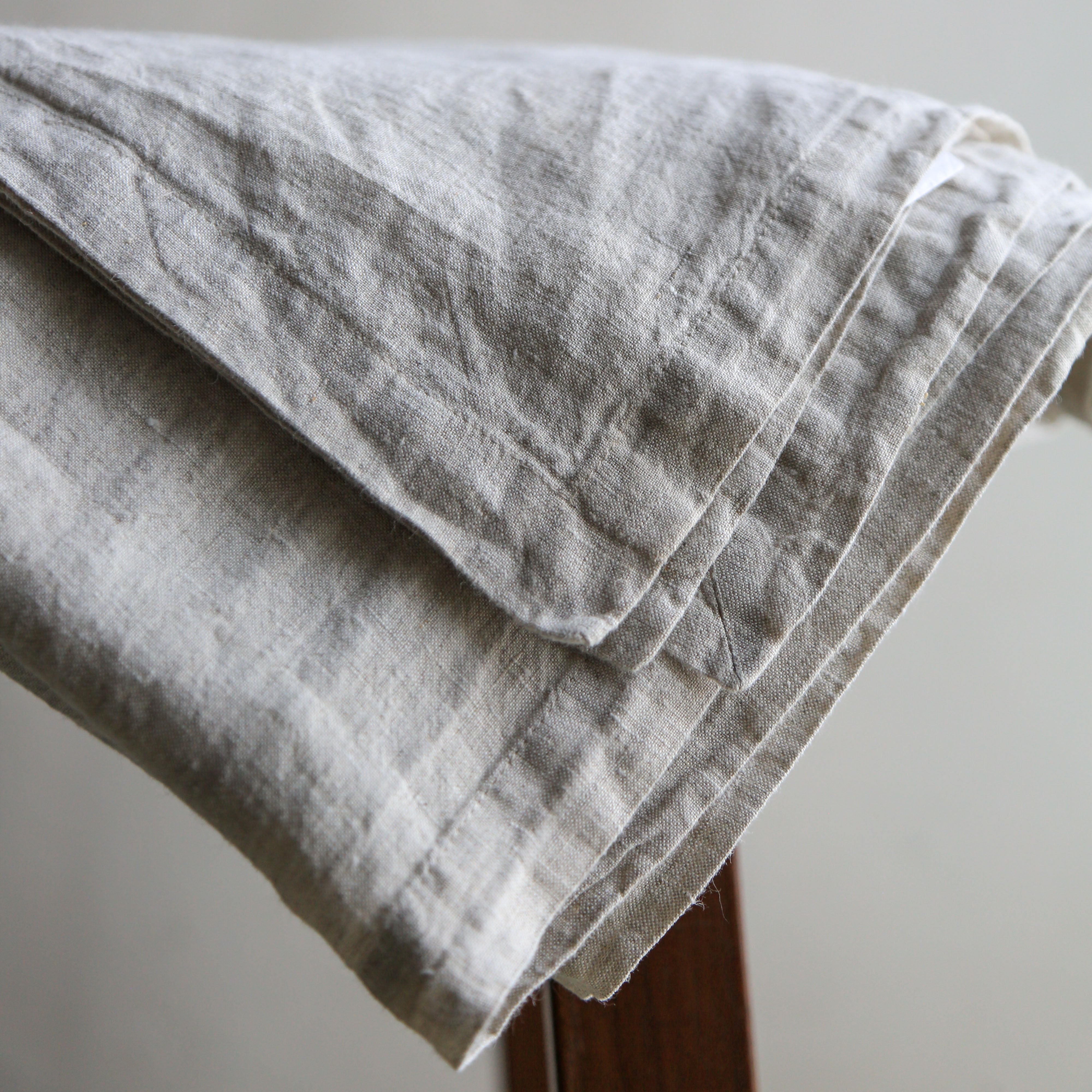 Handcrafted Linen Tablecloth in Natural, 70 x 108in