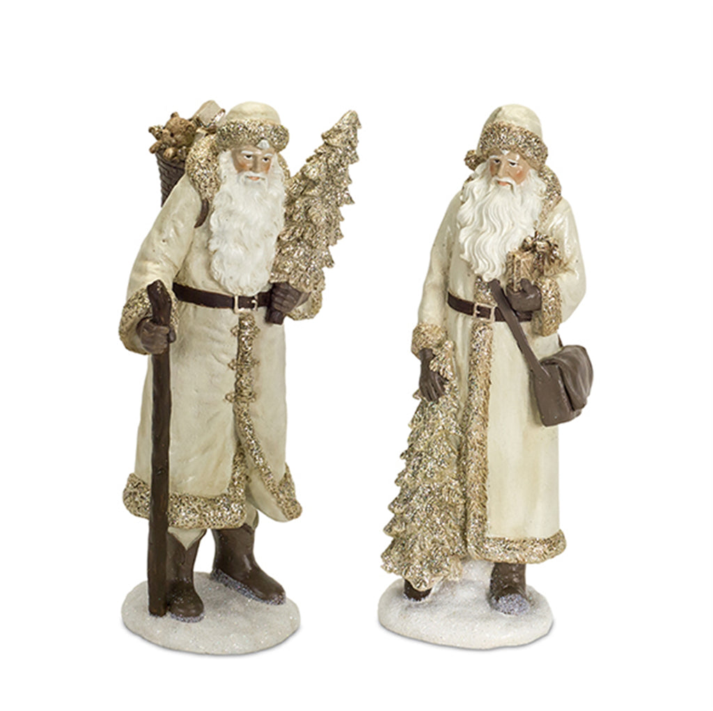 Woodland-Winter-Santa-with-Gold-Accents-(Set-of-2)-Decor
