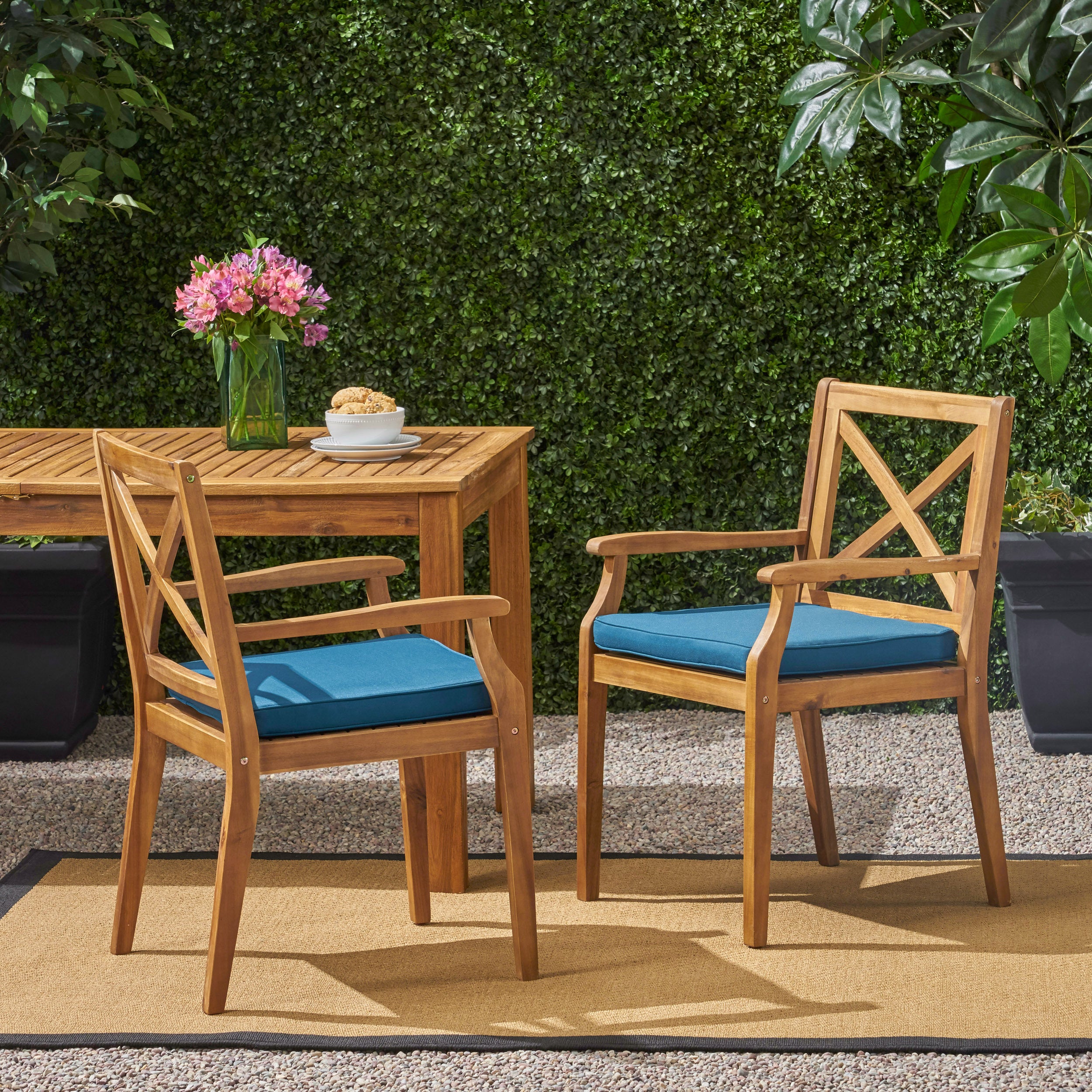 Perla Outdoor Dining Chairs with Cushions, Set of 2
