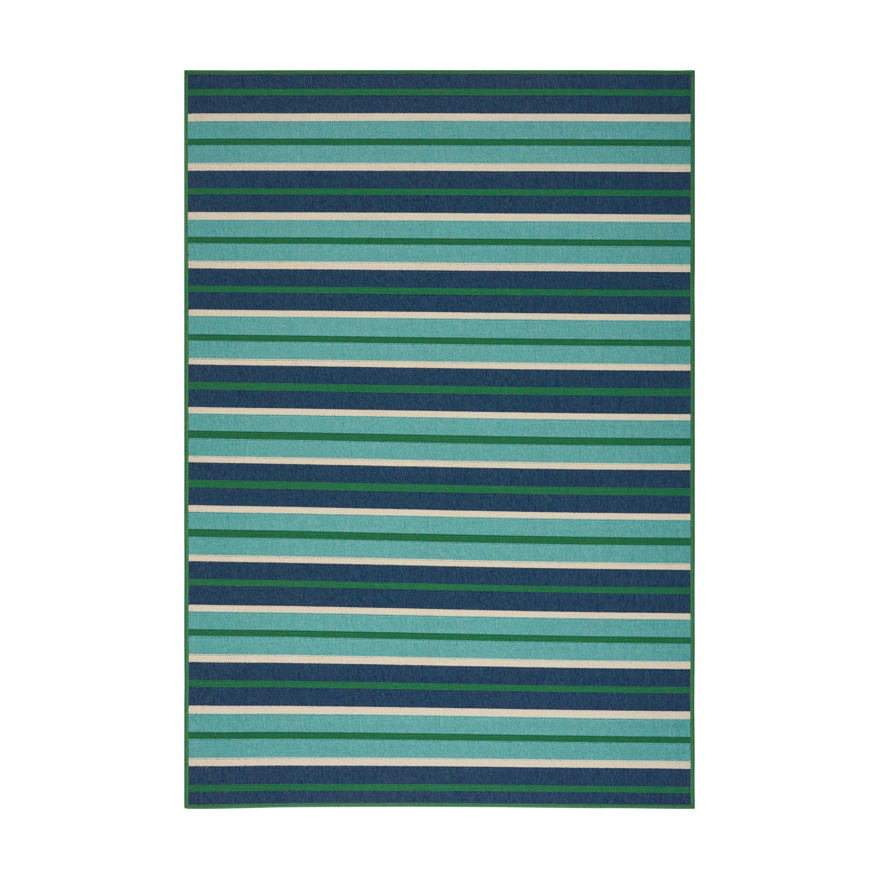 90"x63" Outdoor Rectangular Rug with Striped Regency Design