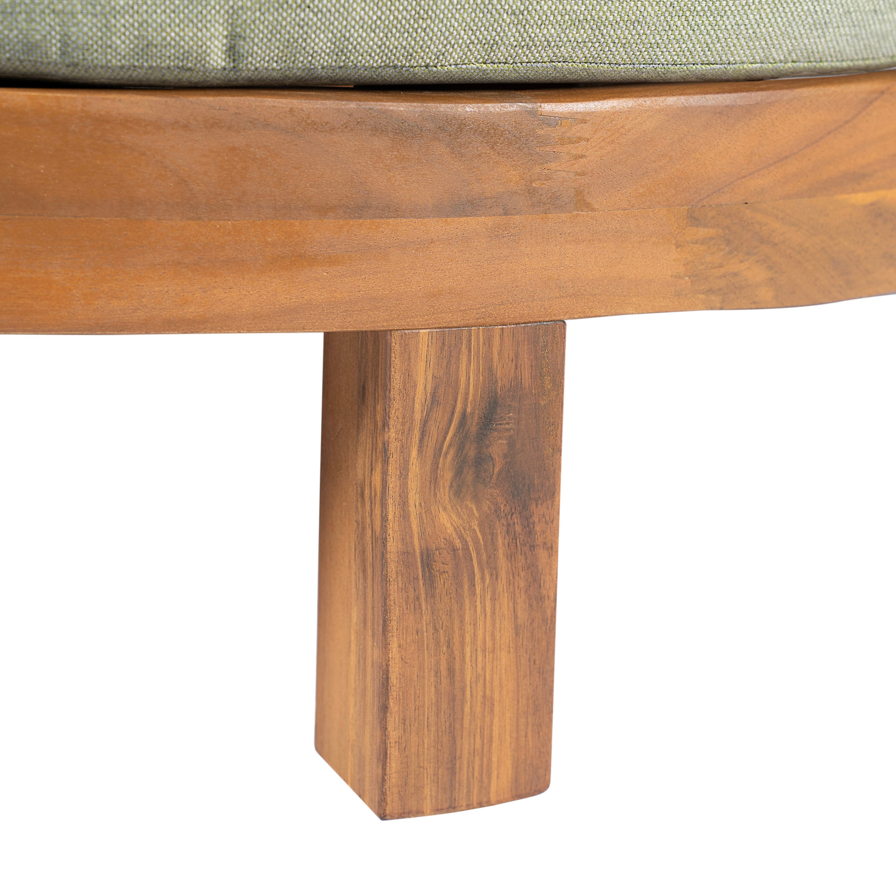 Donovan Outdoor Wood Daybed, Teak Finish With Green Cushion