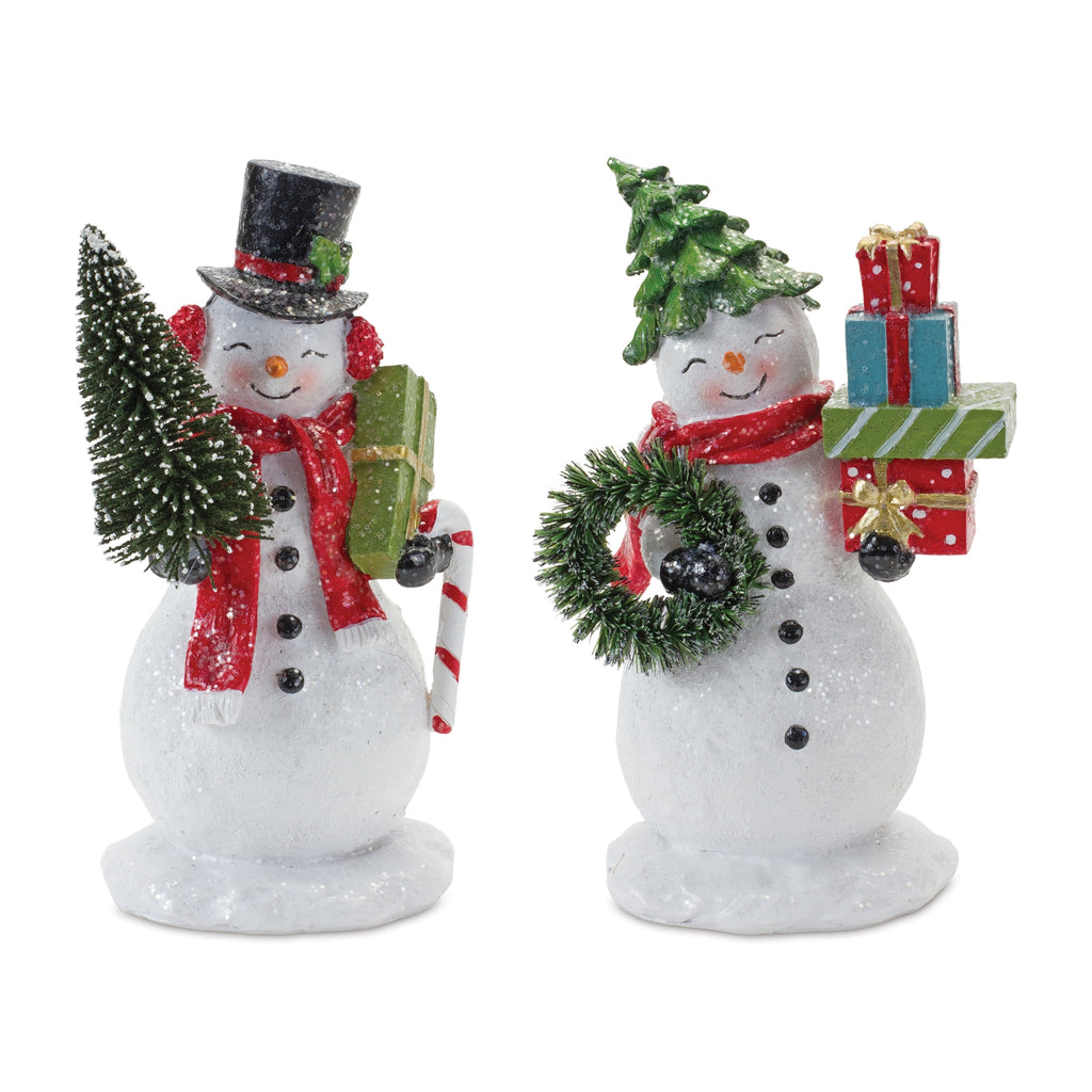 Snowman-Couple-Figurine-(set-of-2)-White-Decor