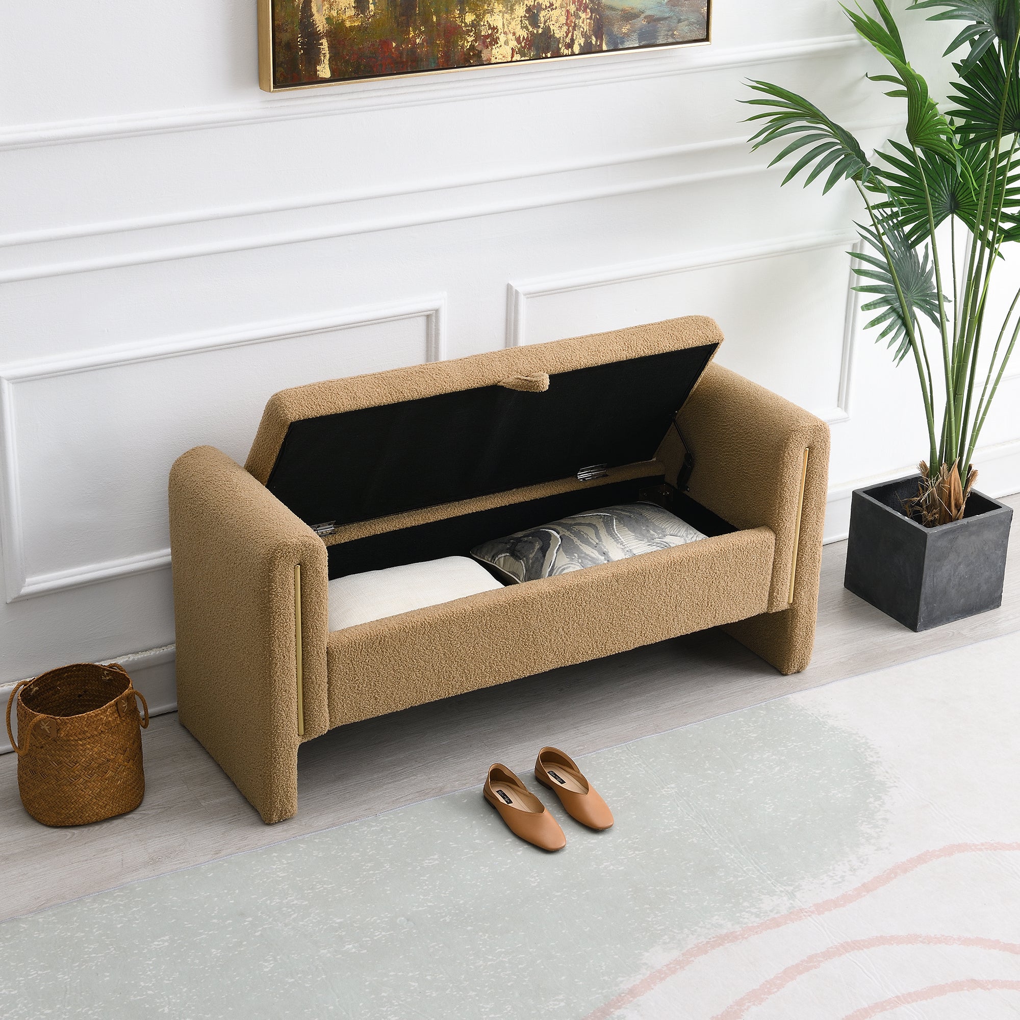Modern Teddy Bench with Arms and Storage