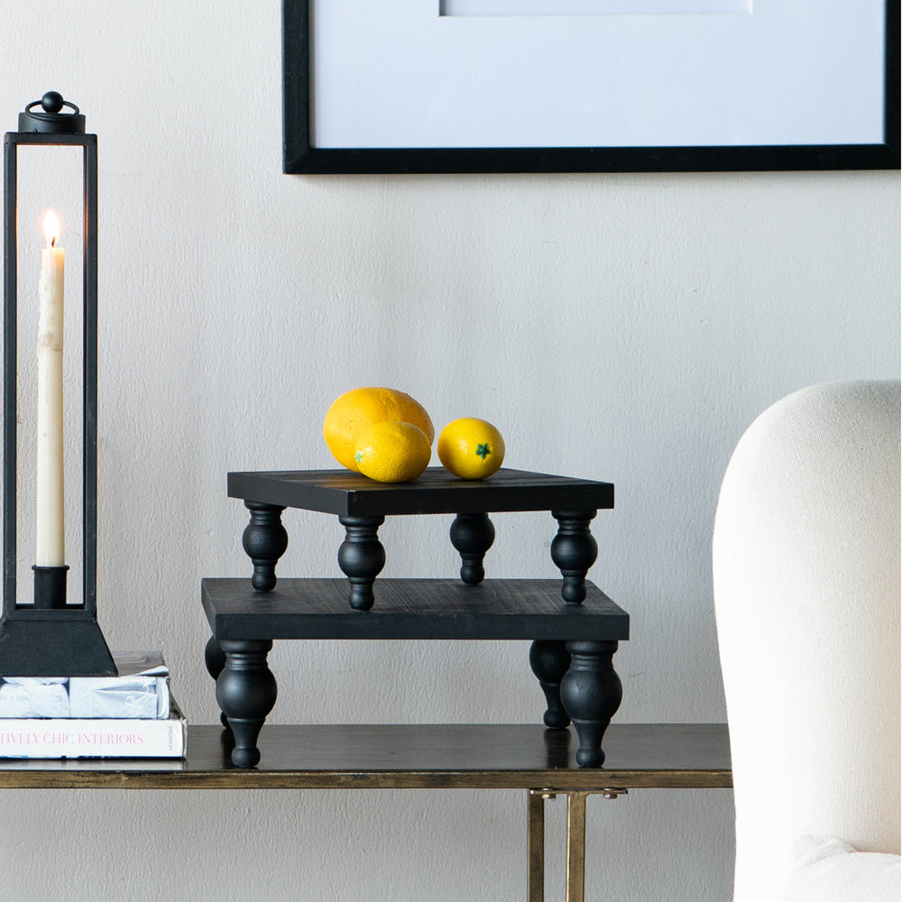 Black Wooden Square Risers, Set of 2
