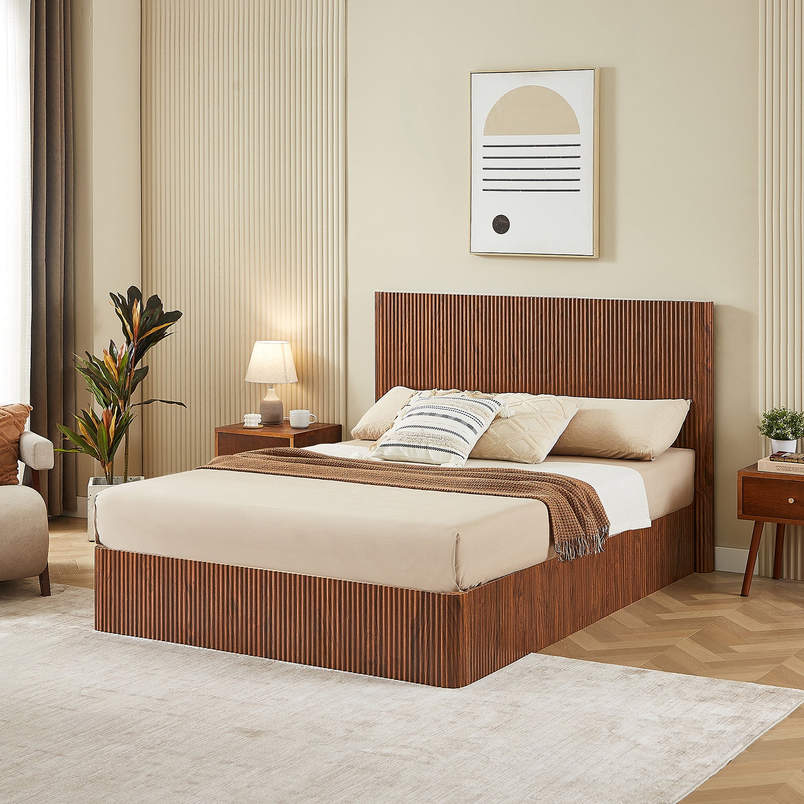 Fluted Lift Up Storage Bed