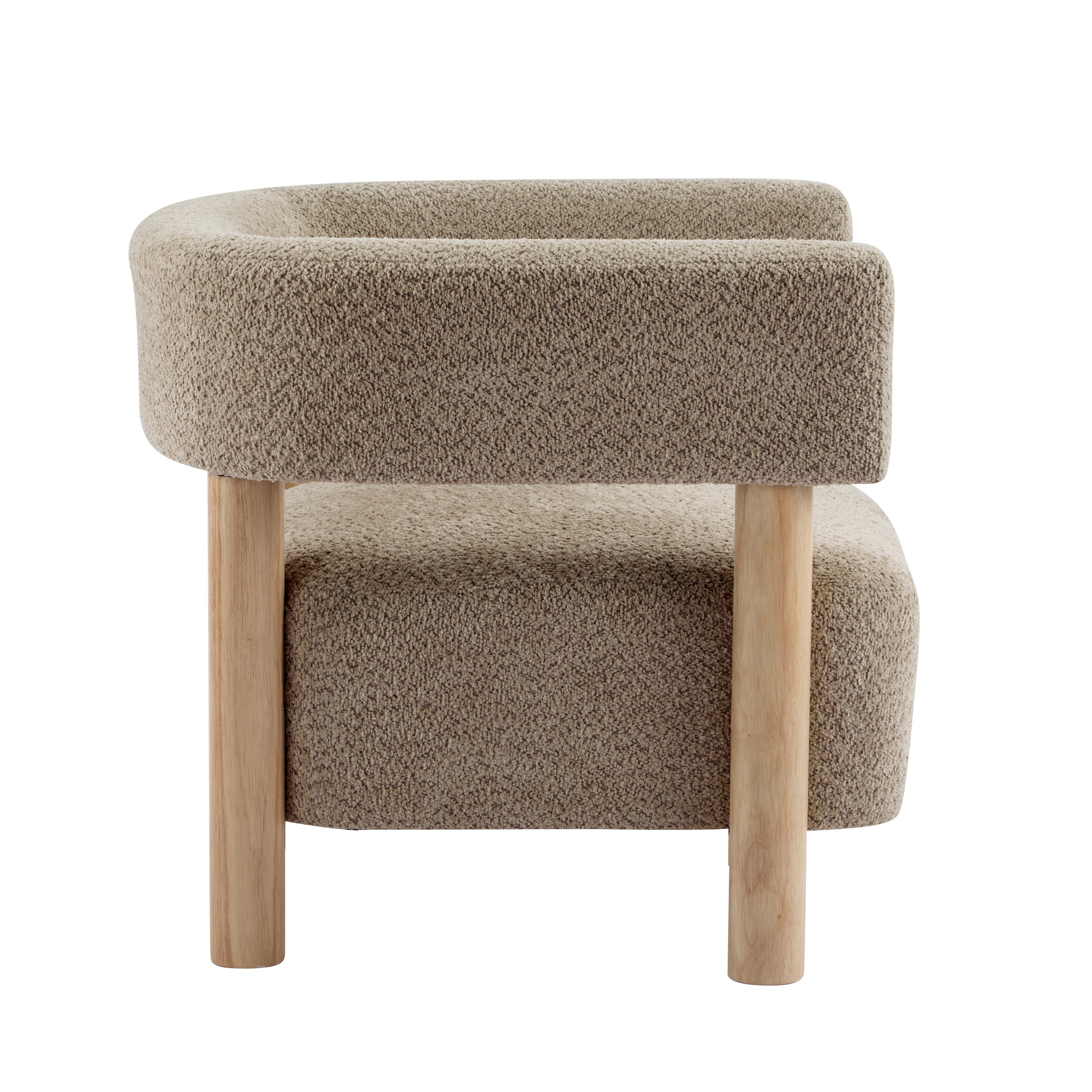 Boucle Upholstered Accent Arm Chair with Modern Wooden Frame