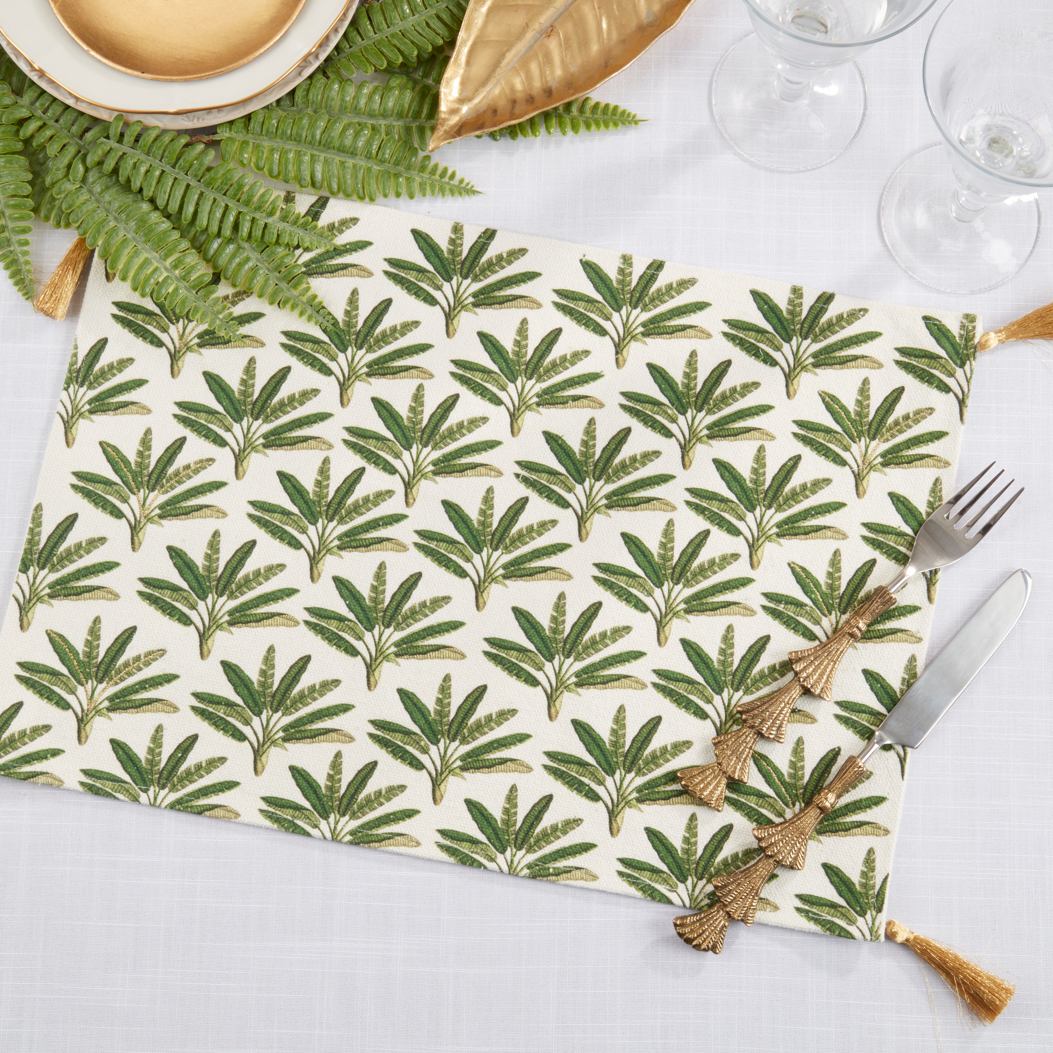Palm Tree Placemat, Set of 4, Green