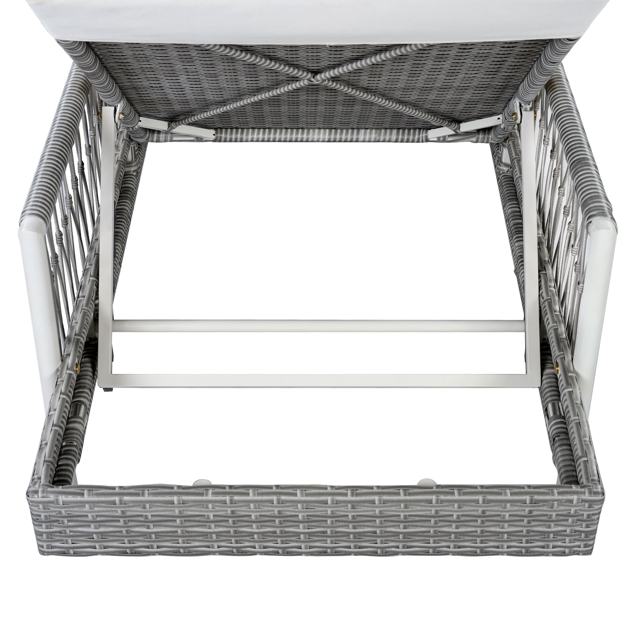 TOPMAX Outdoor All-Weather PE Rattan Chaise Lounge, Minimalist Patio Wicker Lounge Chair with 6 Gear Adjustable Recliner, Arms and Cushion for Poolside, Deck, Grey