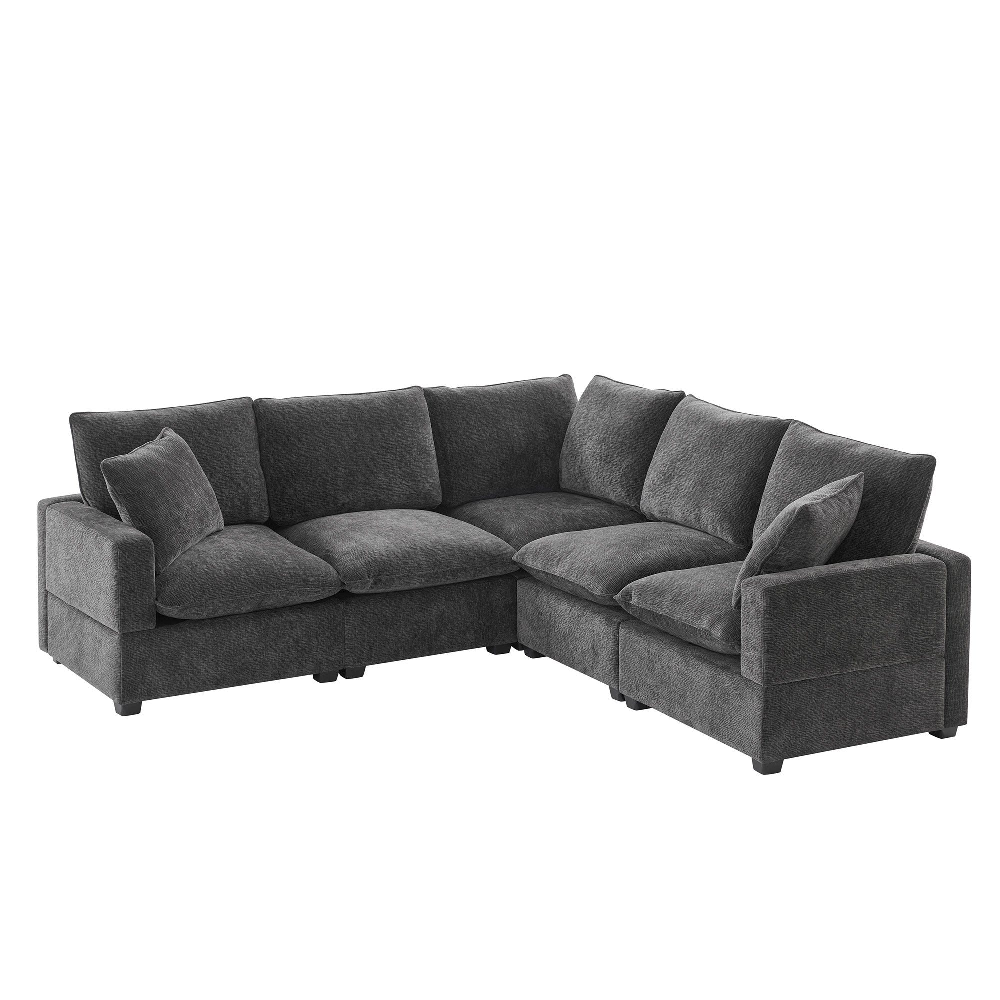 Chenille Modular L-Shape Sofa, Seats 5