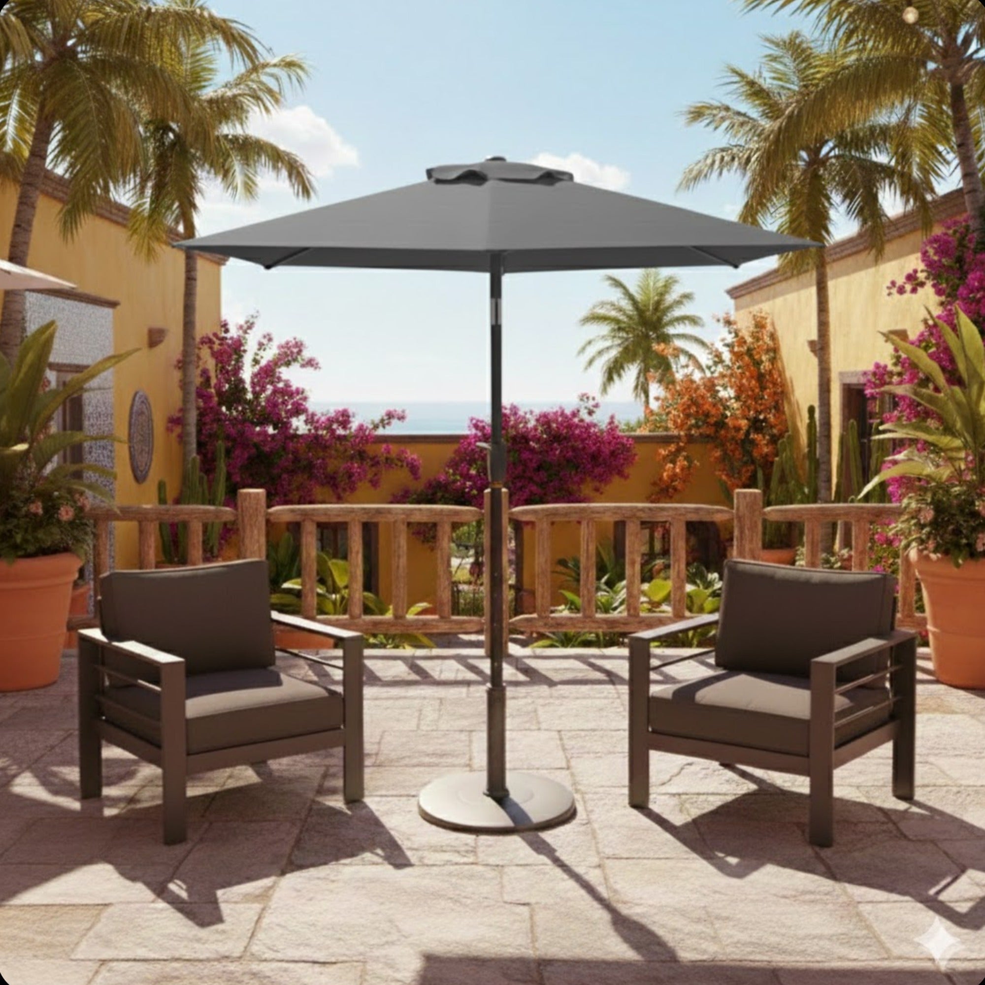 7.5 Feet Market Umbrella with Crank Lift & Tilt, Base Not Included