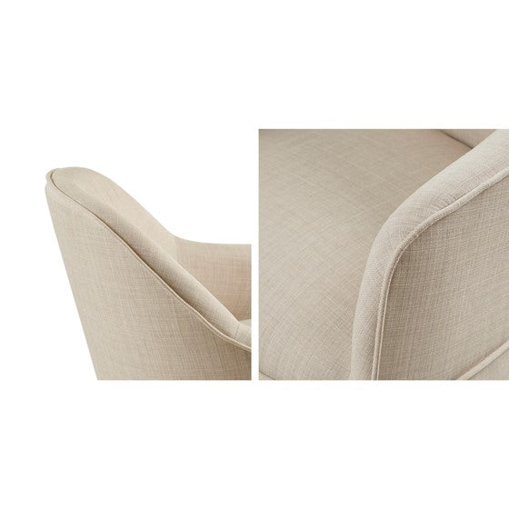 Upholstered Dining Chair with Casters and Sloped Arms