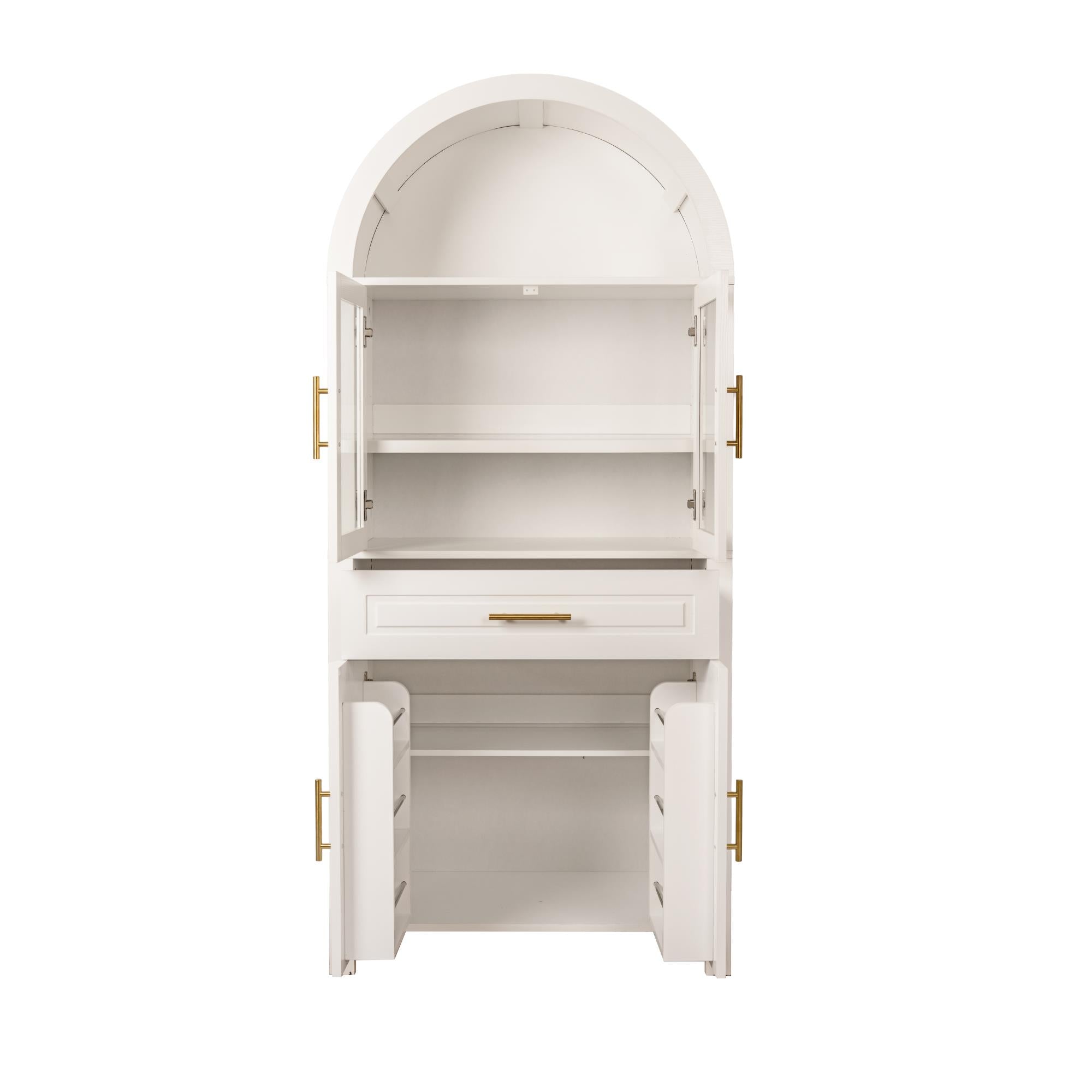 Farmhouse Arched Strage Cabinet with Glass Doors