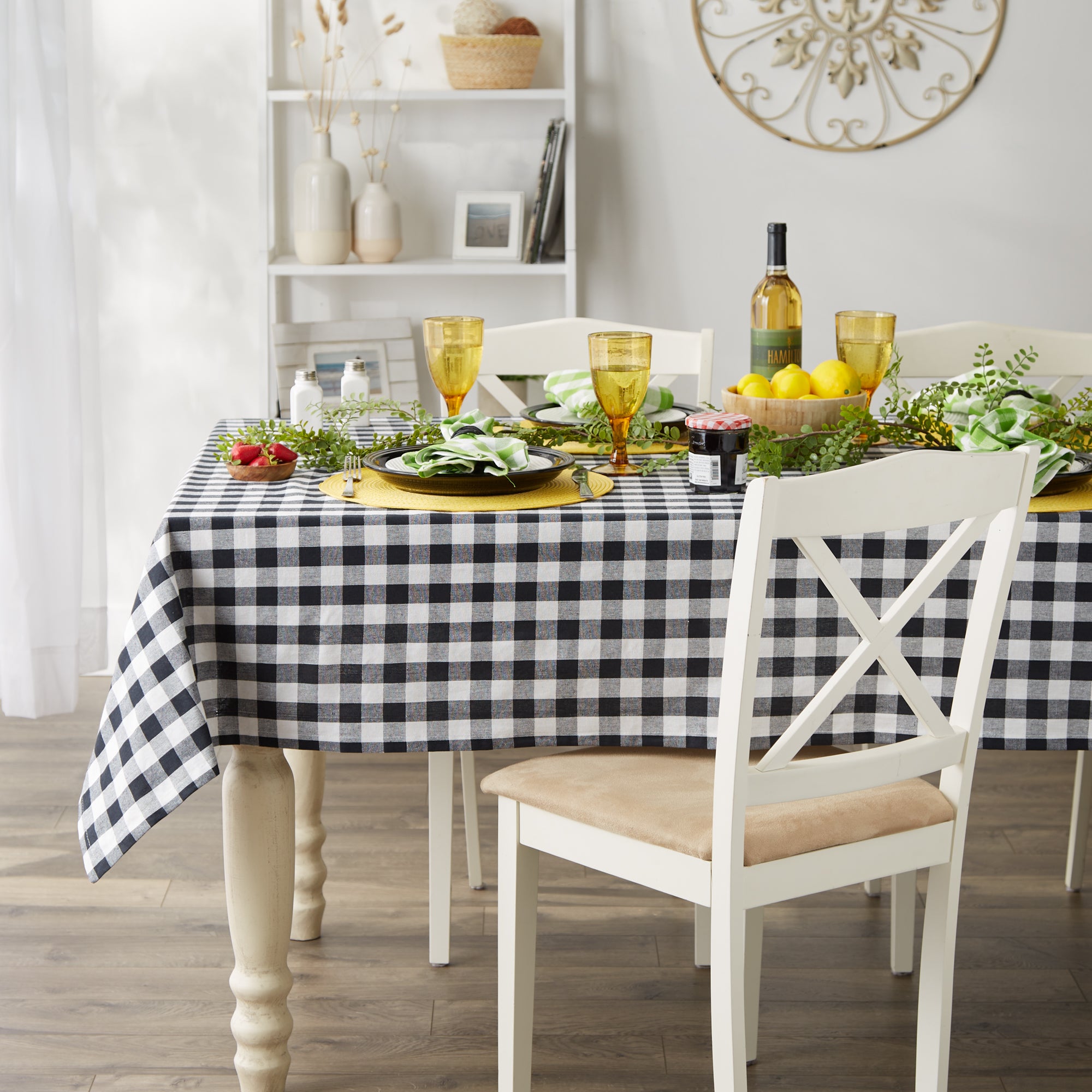 Black/White Checkers Tablecloth
