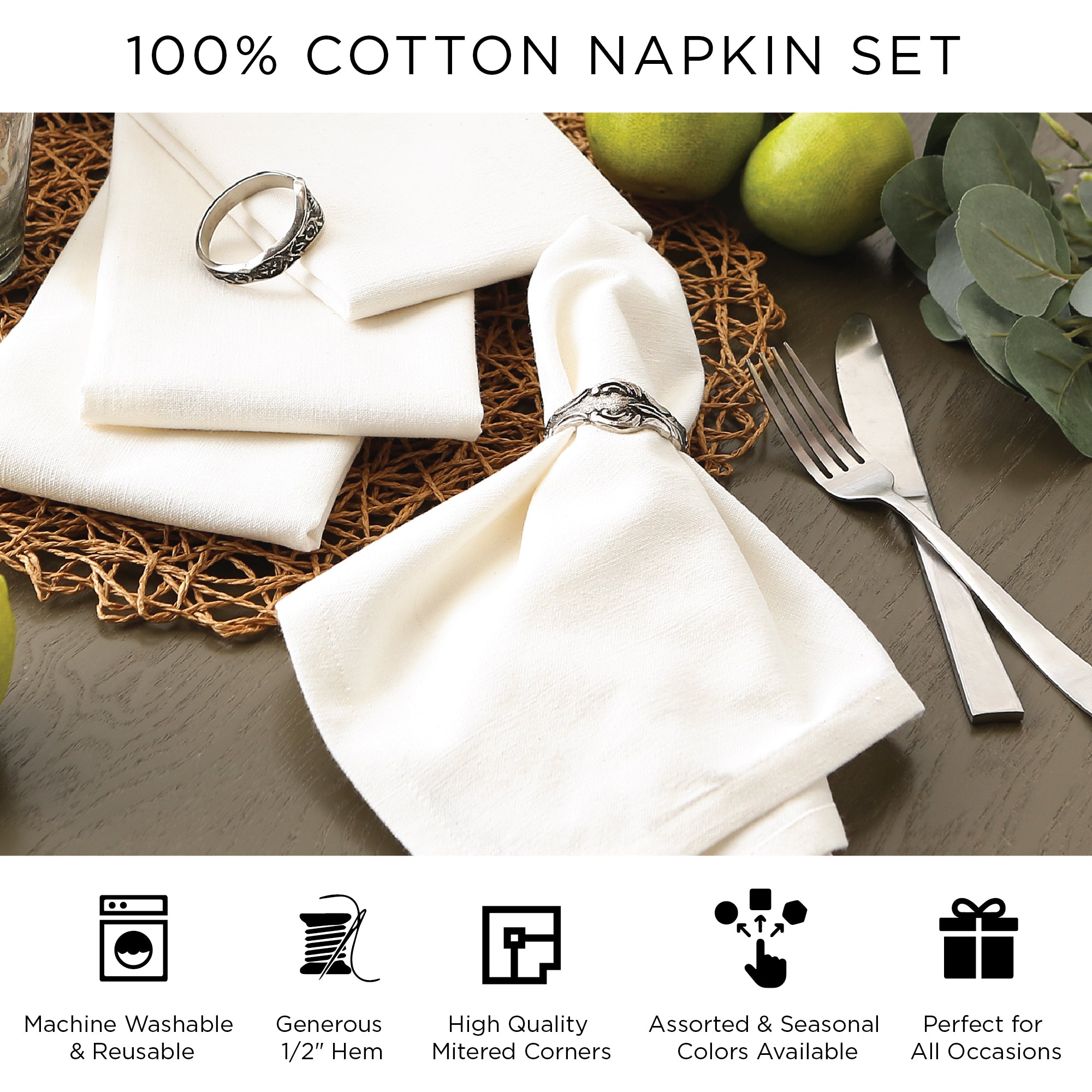 DII Checkers Cotton Dinner Napkin 6-Piece Set