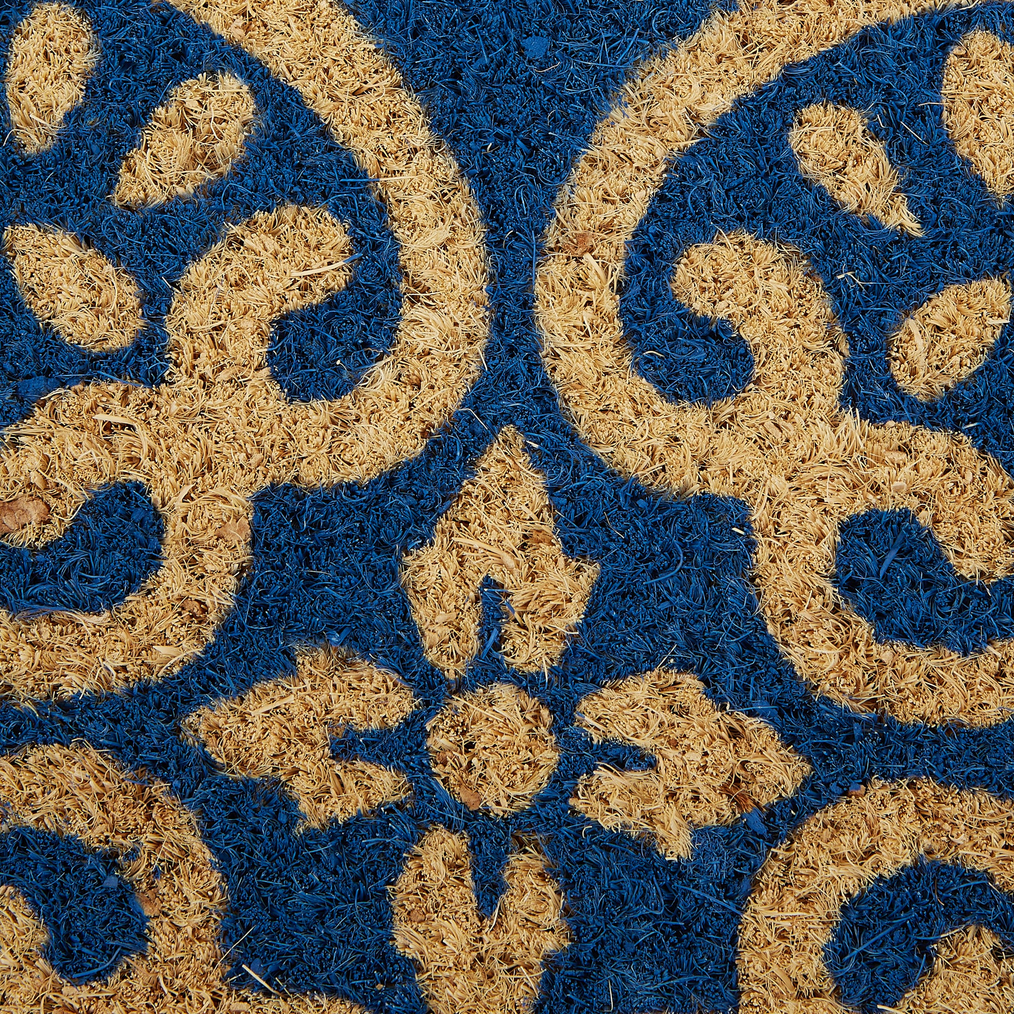 DII Blue Tunisia Scroll Doormat, Non-Slip PVC Backing