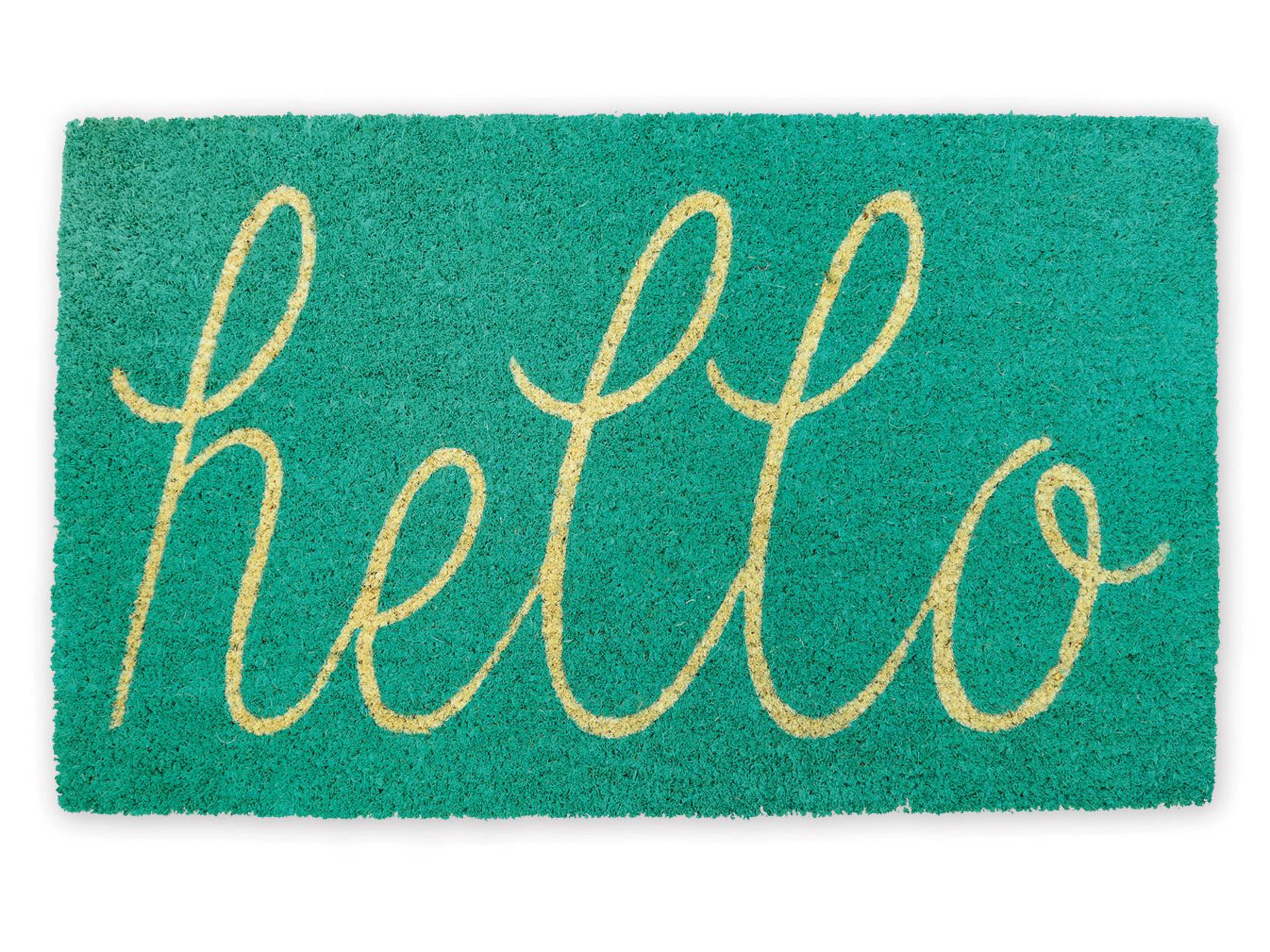 DII Hello Coir PVC-Backed Non-Slip Doormat