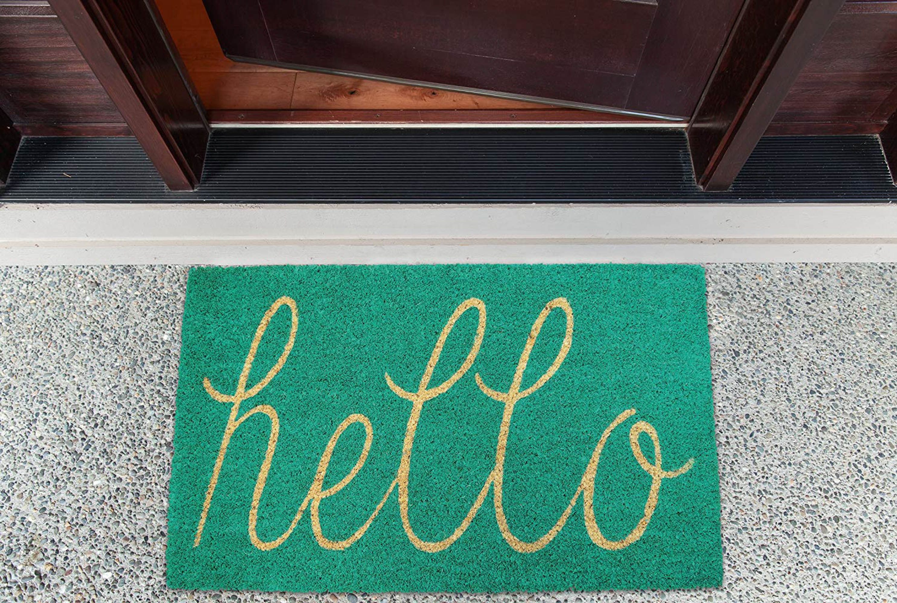 DII Hello Coir PVC-Backed Non-Slip Doormat