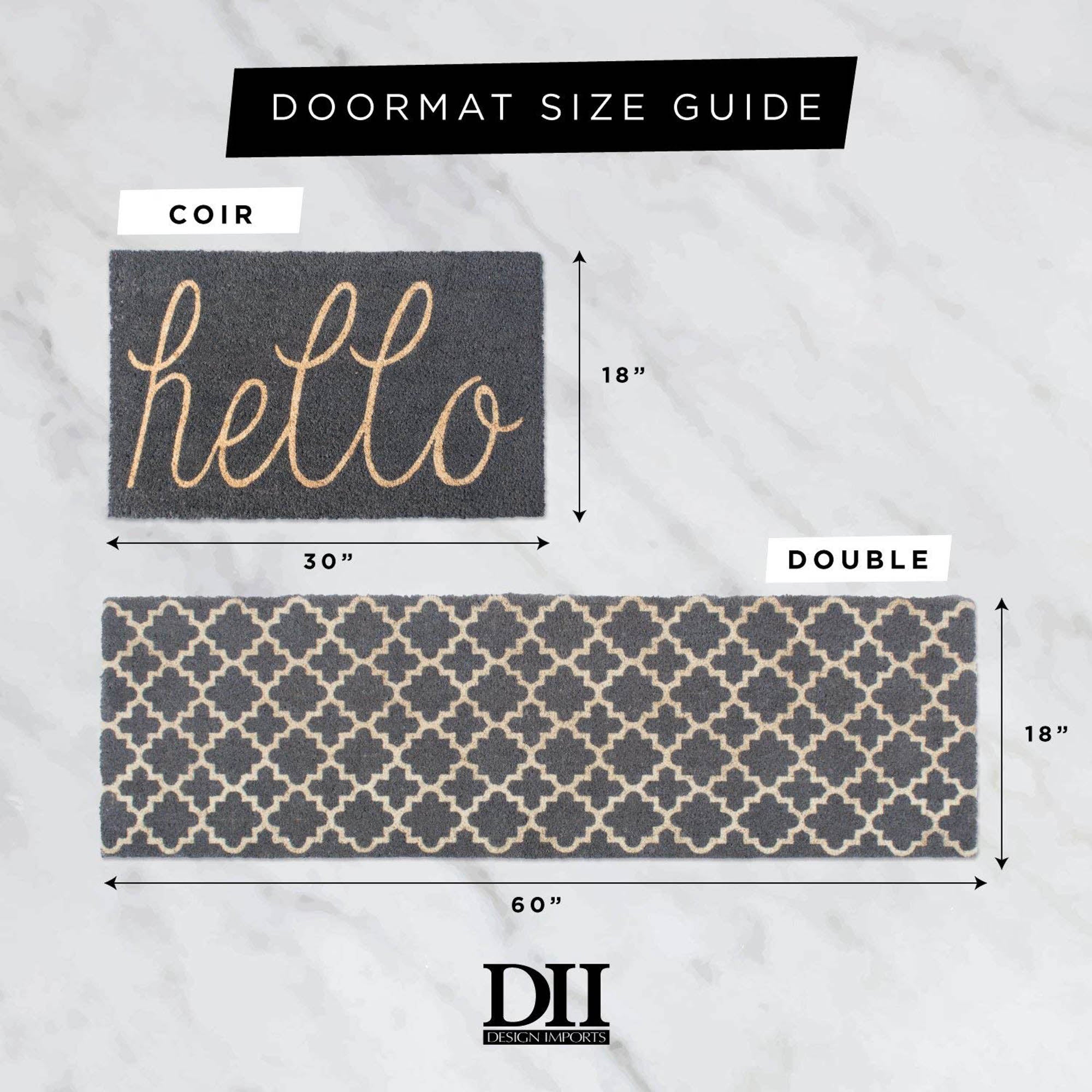 DII Hello Coir PVC-Backed Non-Slip Doormat