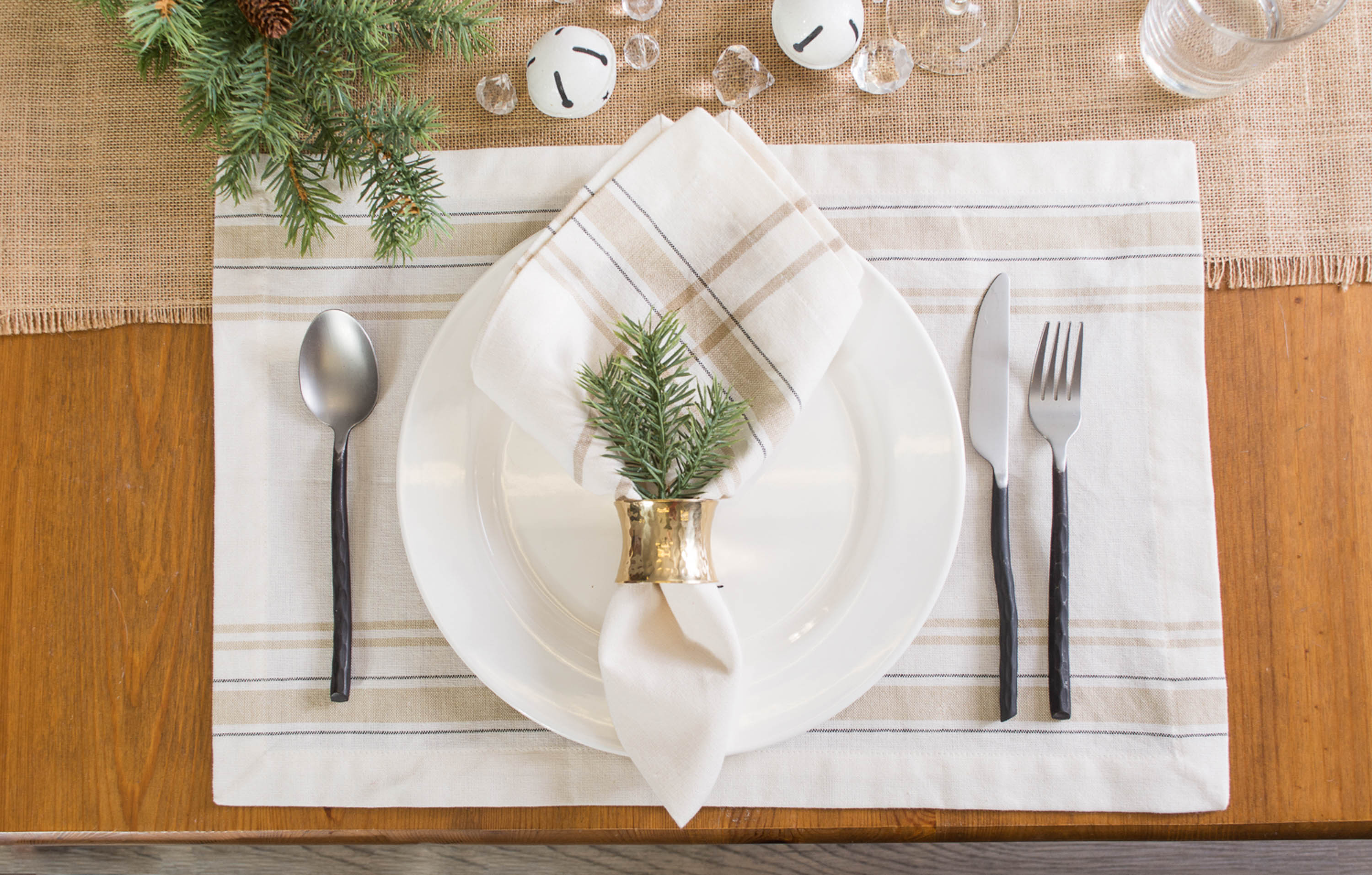 DII White French Stripe Cotton Dinner Napkin 6-Piece Set