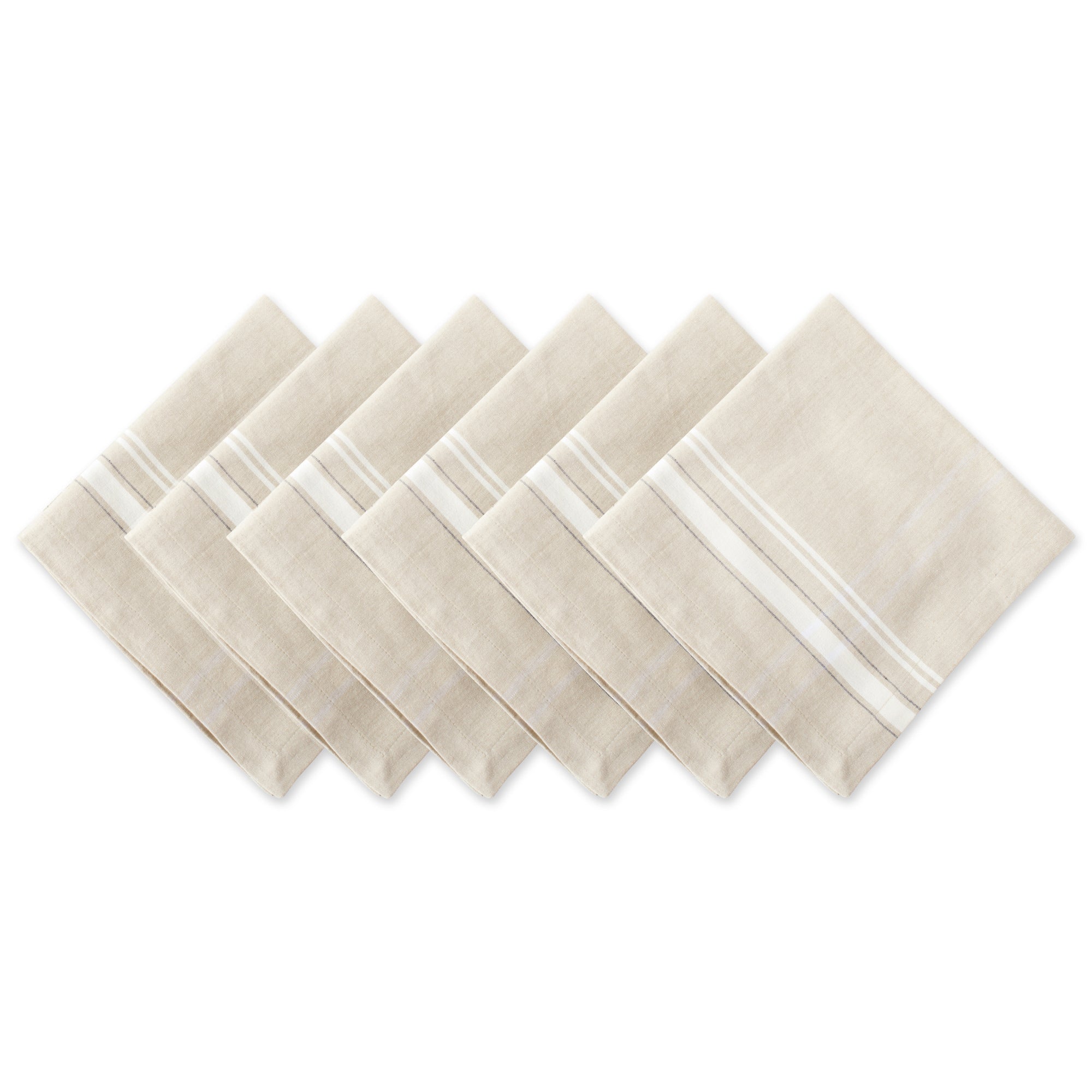 DII White French Stripe Cotton Dinner Napkin 6-Piece Set