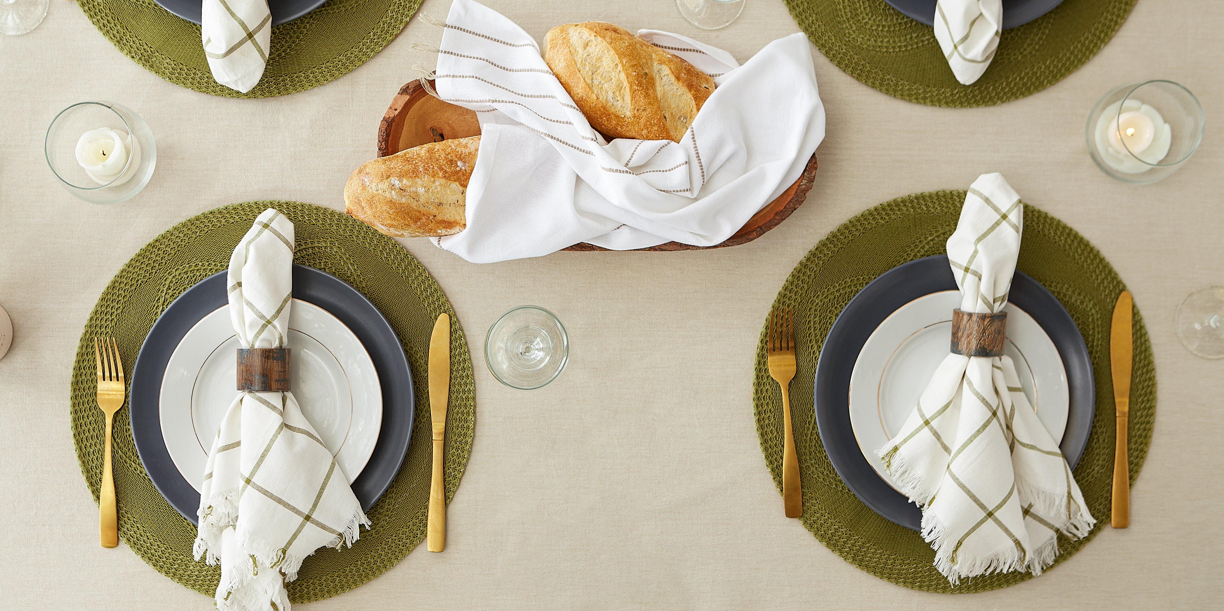 DII White French Stripe Cotton Tablecloth