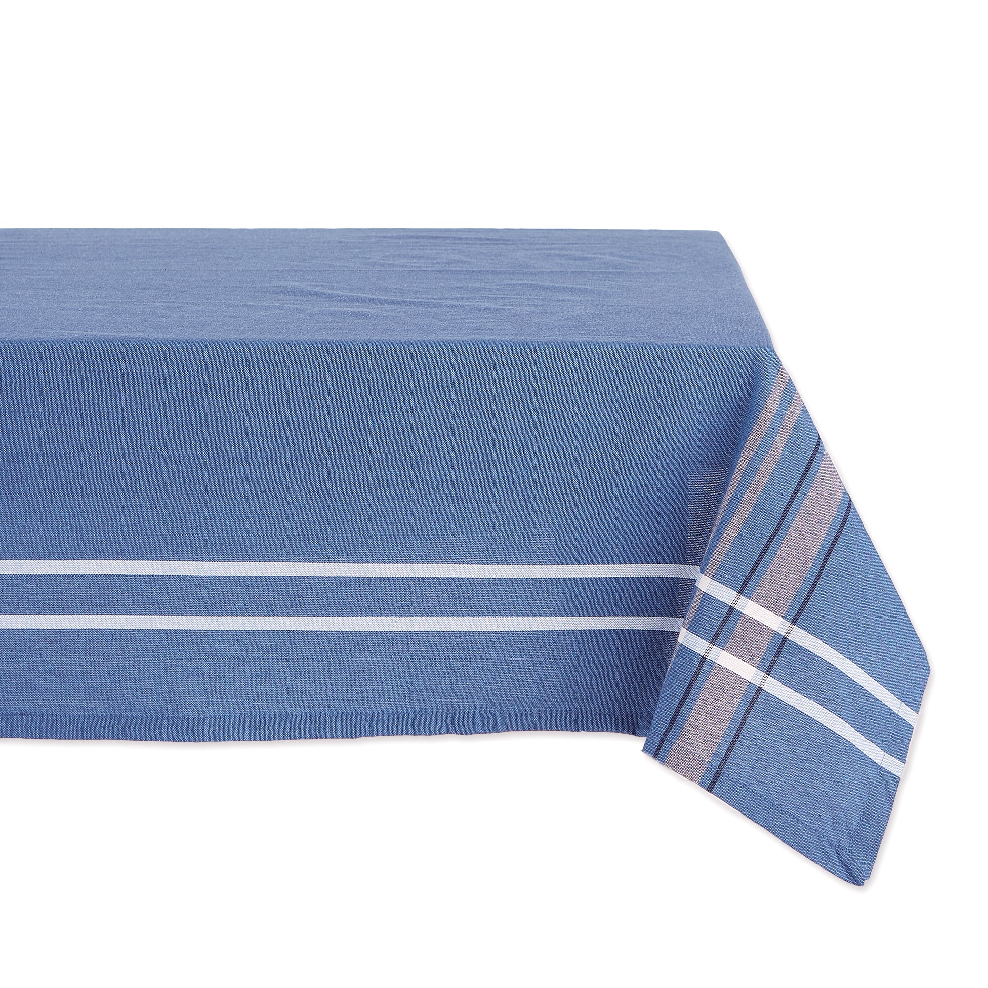 DII Blue Chambray French Stripe Cotton Tablecloth