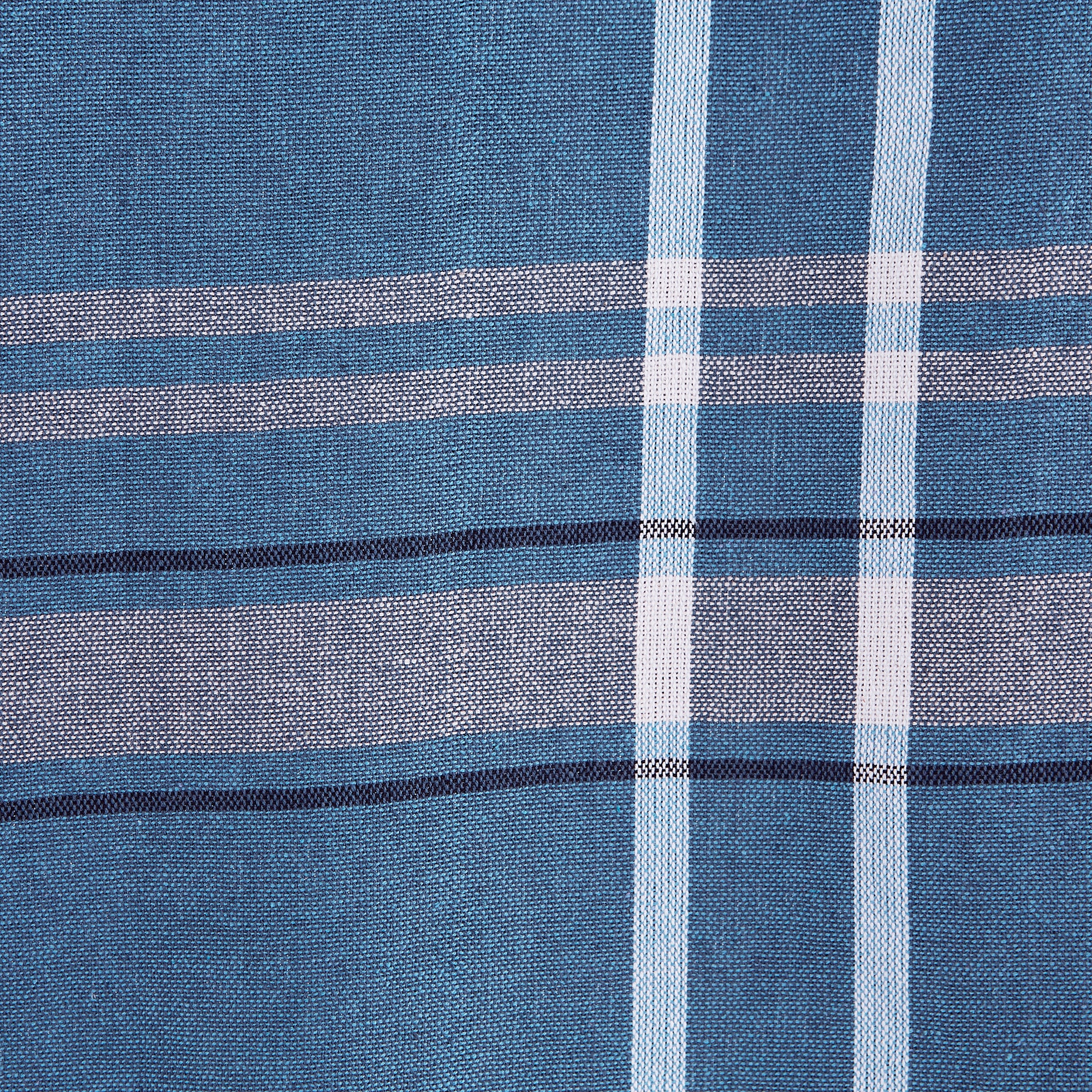 DII Blue Chambray French Stripe Cotton Tablecloth