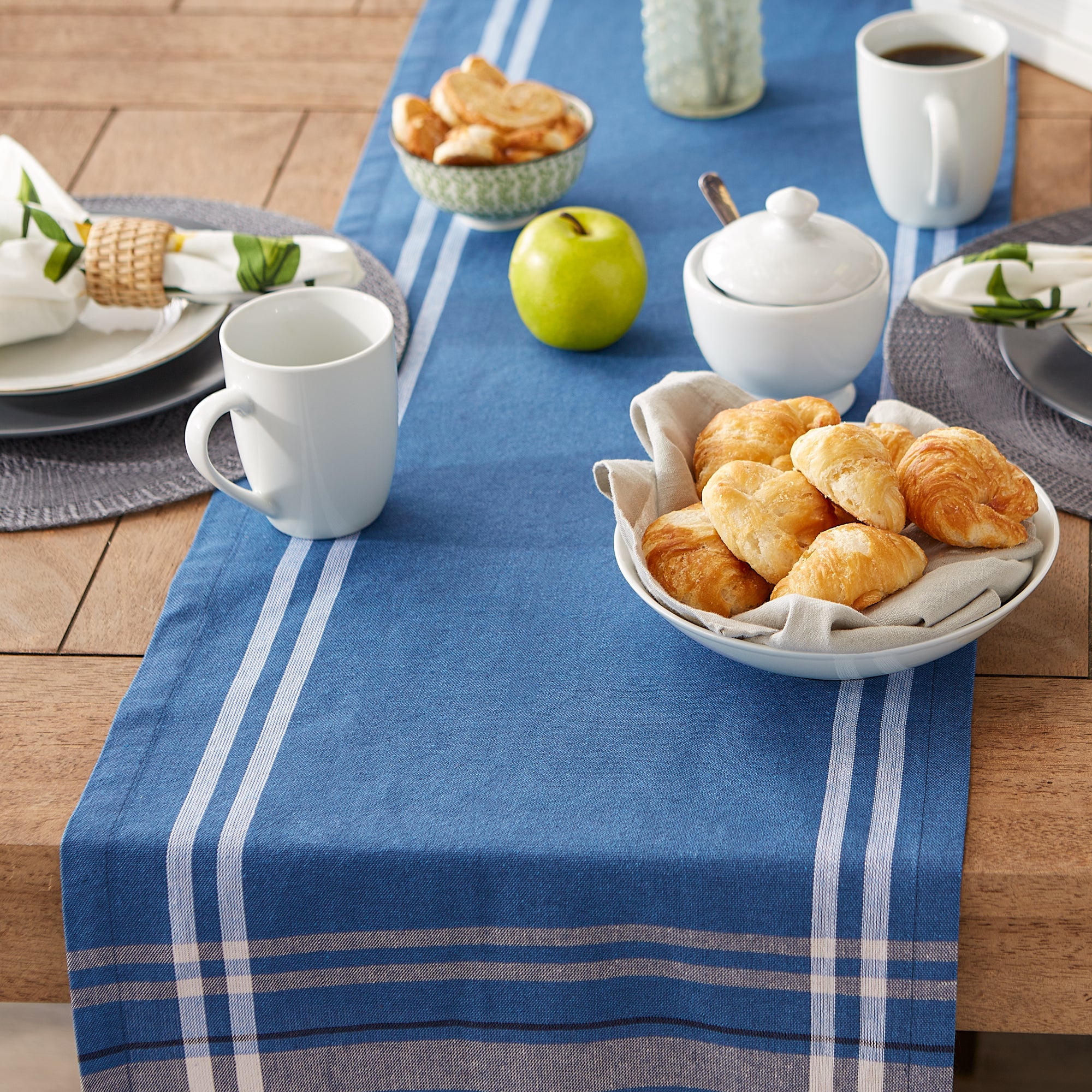 DII Chambray French Stripe Cotton Table Runner