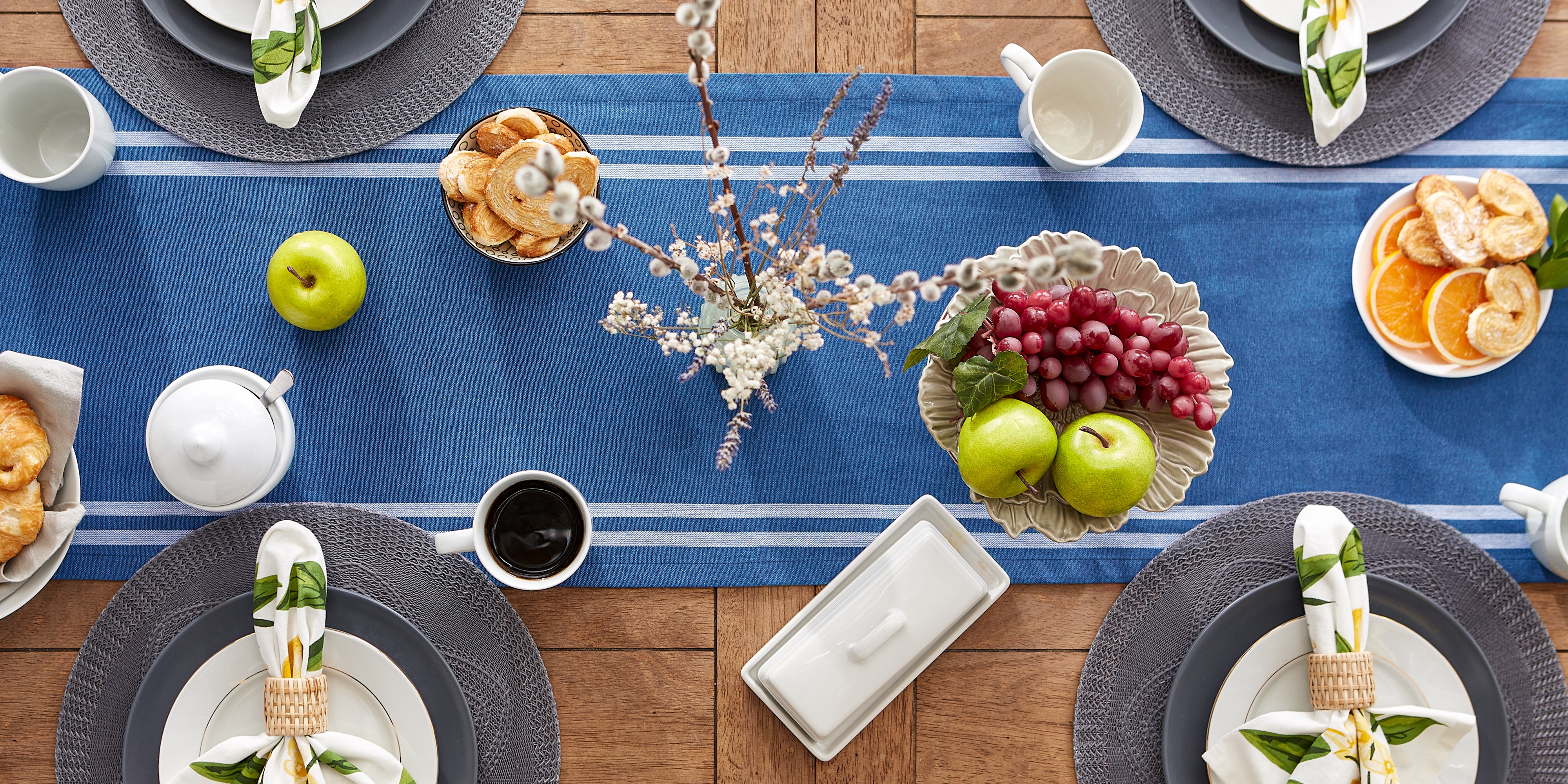 DII Chambray French Stripe Cotton Table Runner
