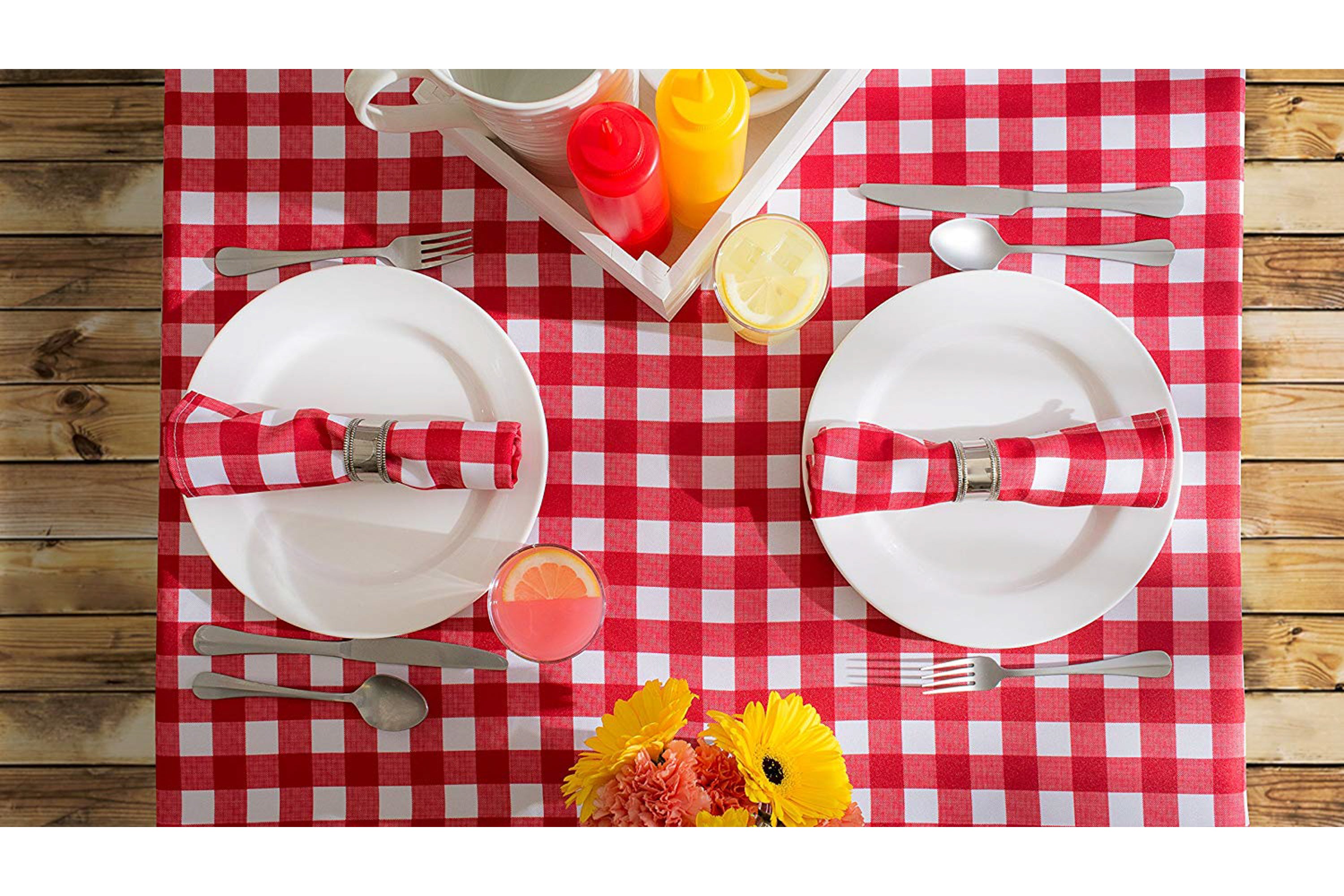Tango Red Check Outdoor Tablecloth