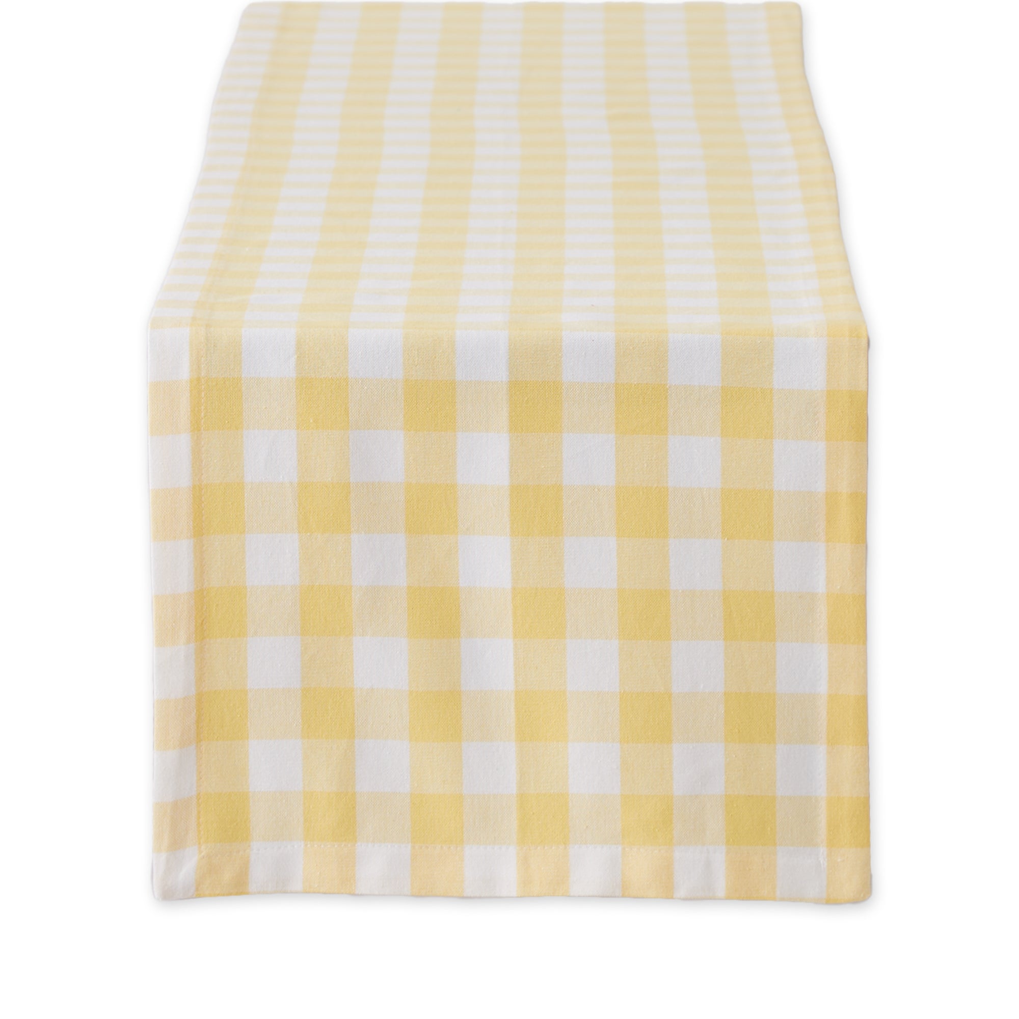 DII Yellow/White Checkers Cotton Table Runner, 14" x 72"