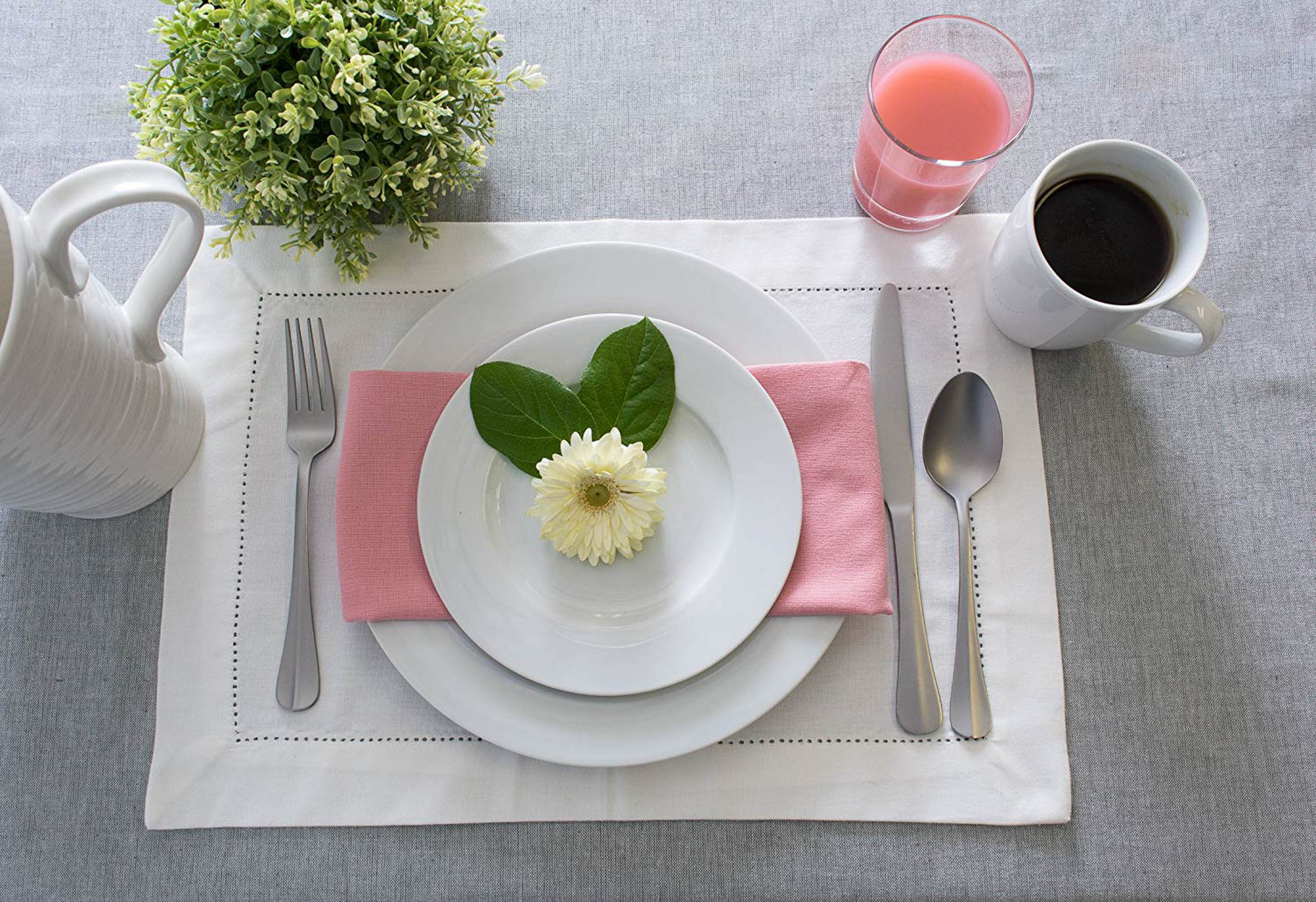 Gray Solid Chambray Tablecloth