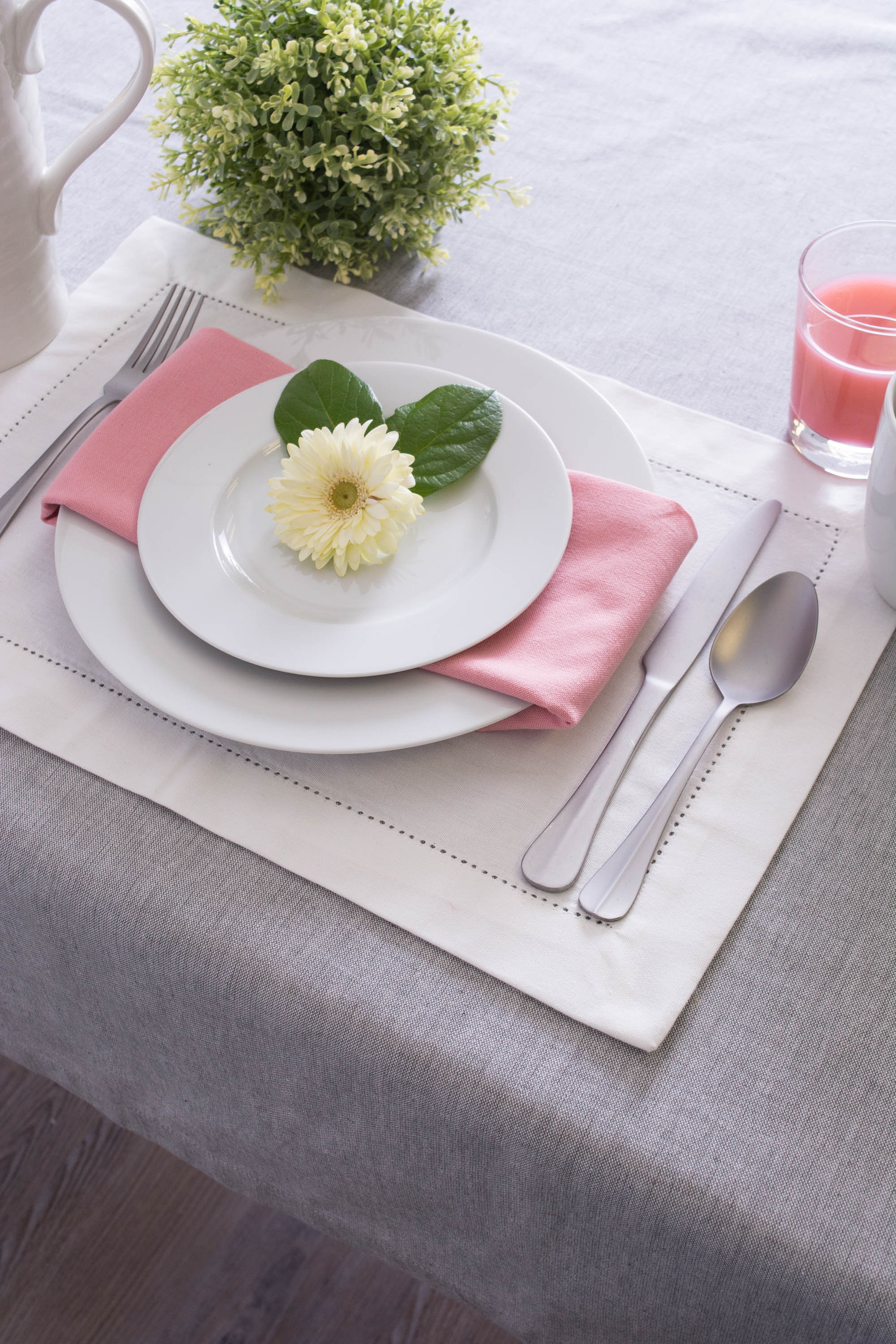 Gray Solid Chambray Tablecloth