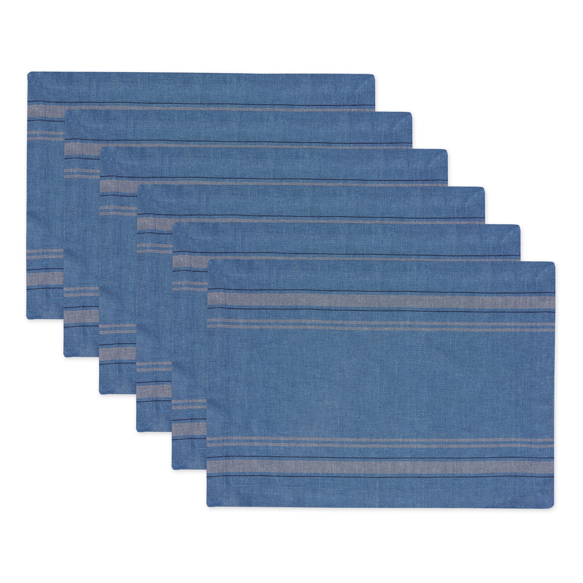 DII Chambray French Stripe Cotton Placemat 6-Piece Set