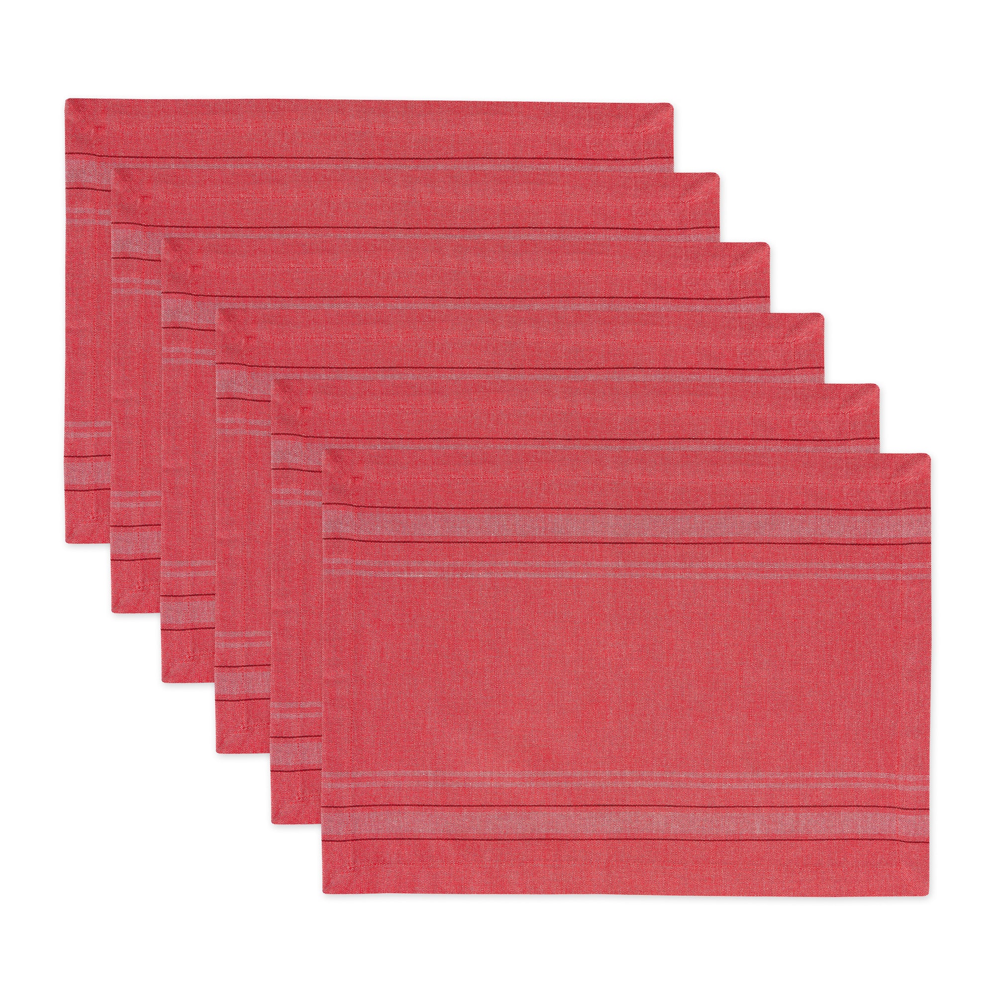 DII Chambray French Stripe Cotton Placemat 6-Piece Set