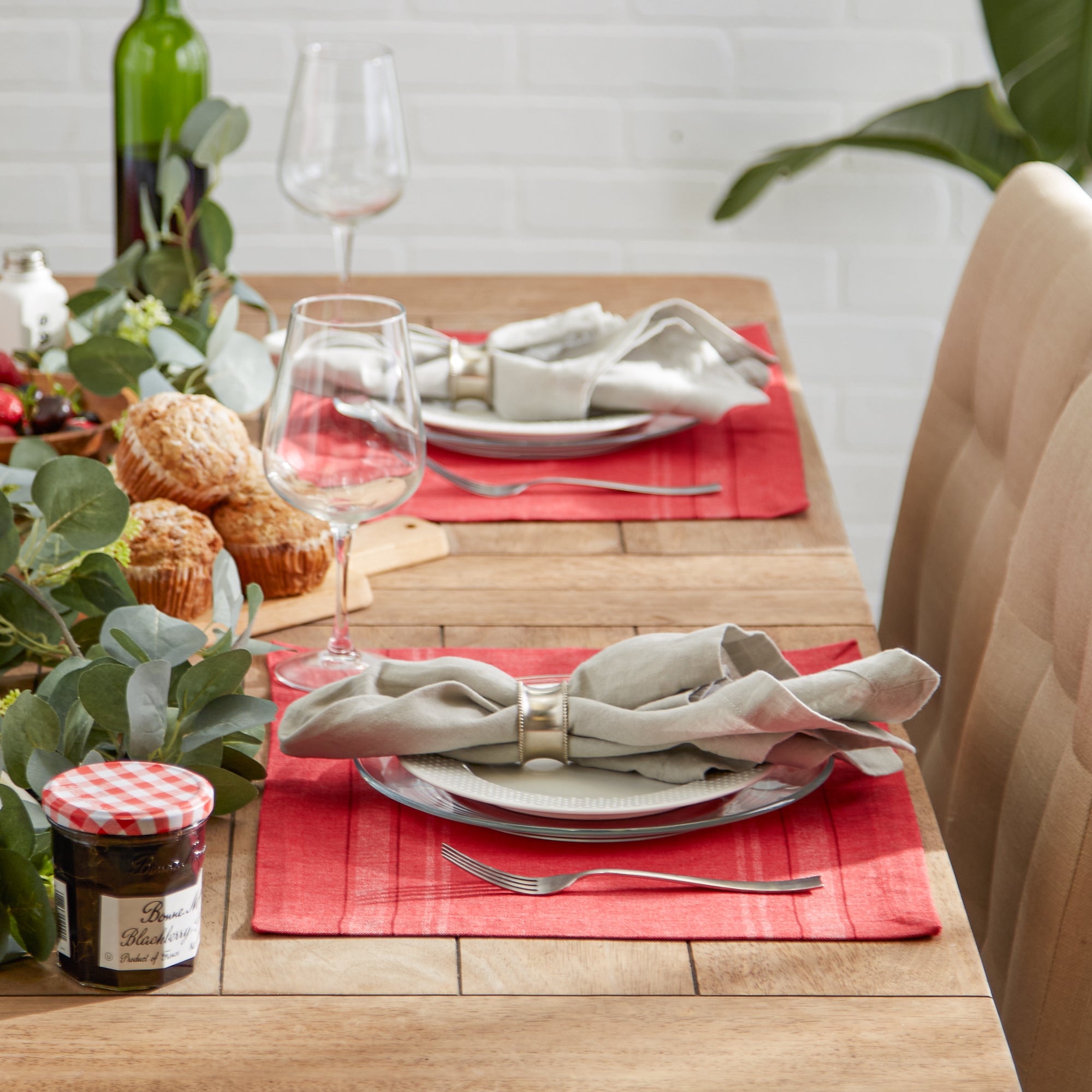 DII Chambray French Stripe Cotton Placemat 6-Piece Set