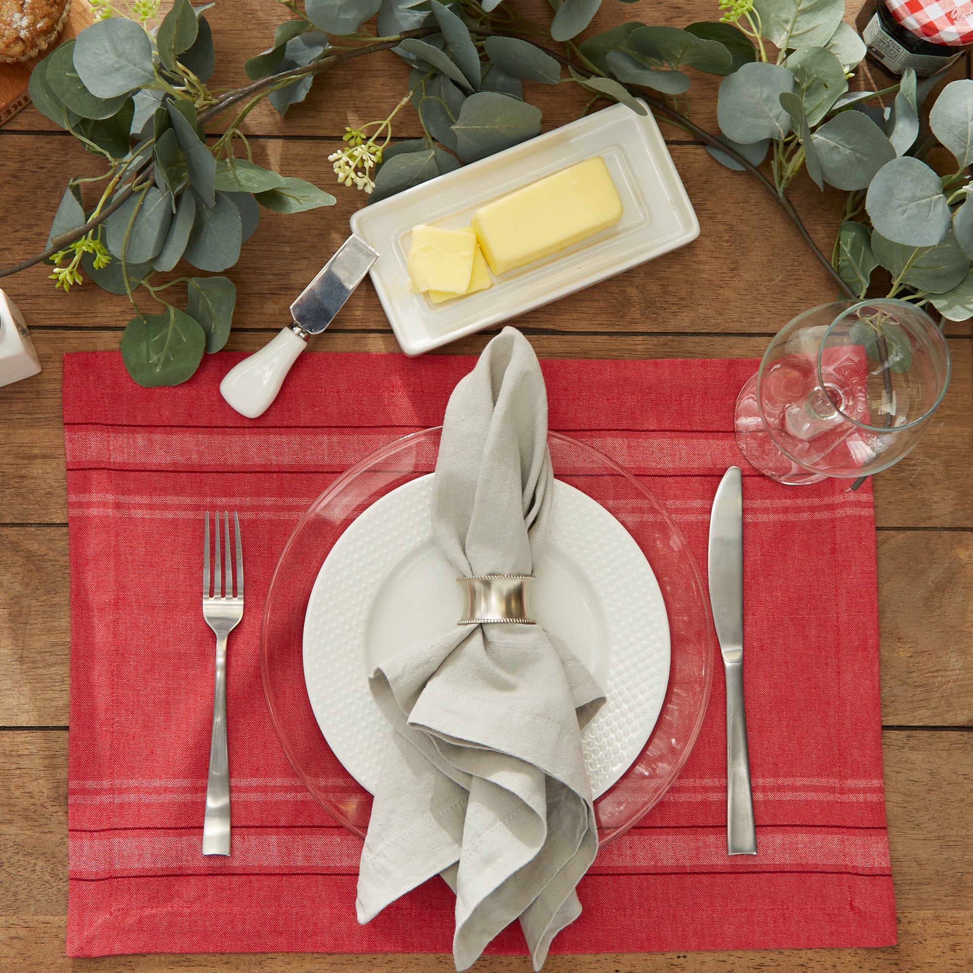 DII Chambray French Stripe Cotton Placemat 6-Piece Set