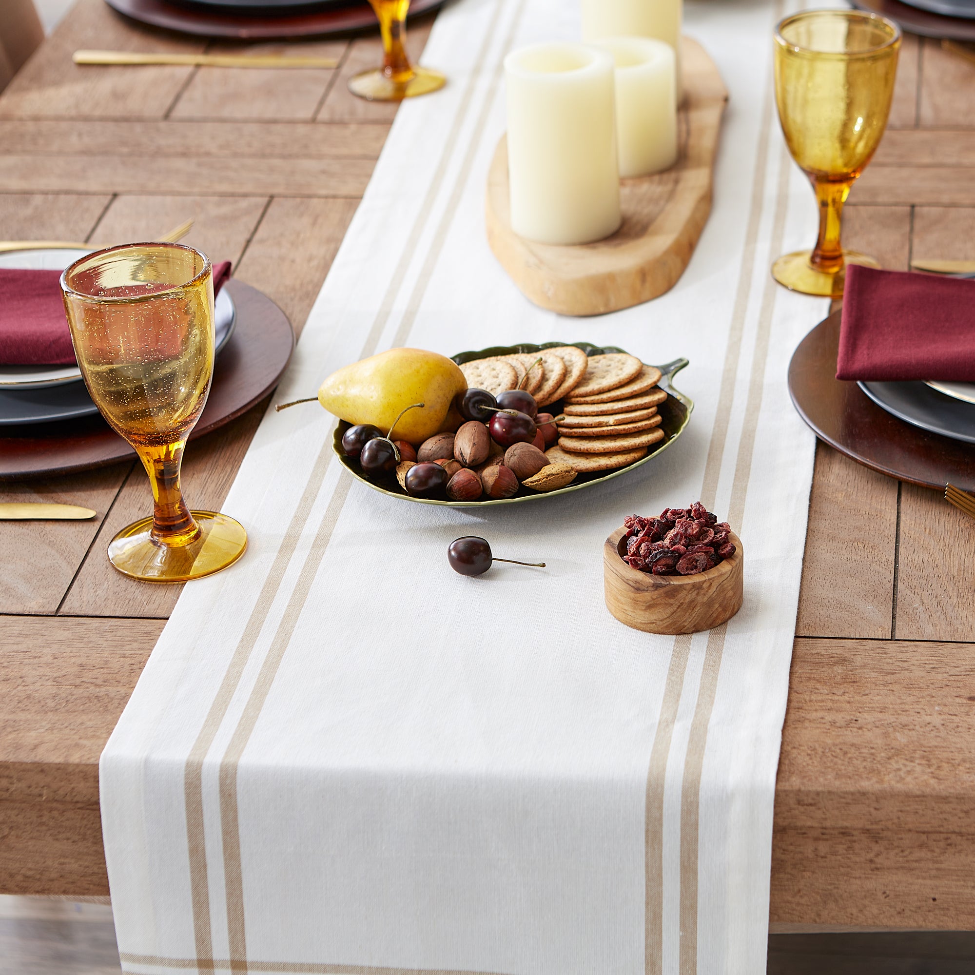 DII Chambray French Stripe Cotton Table Runner