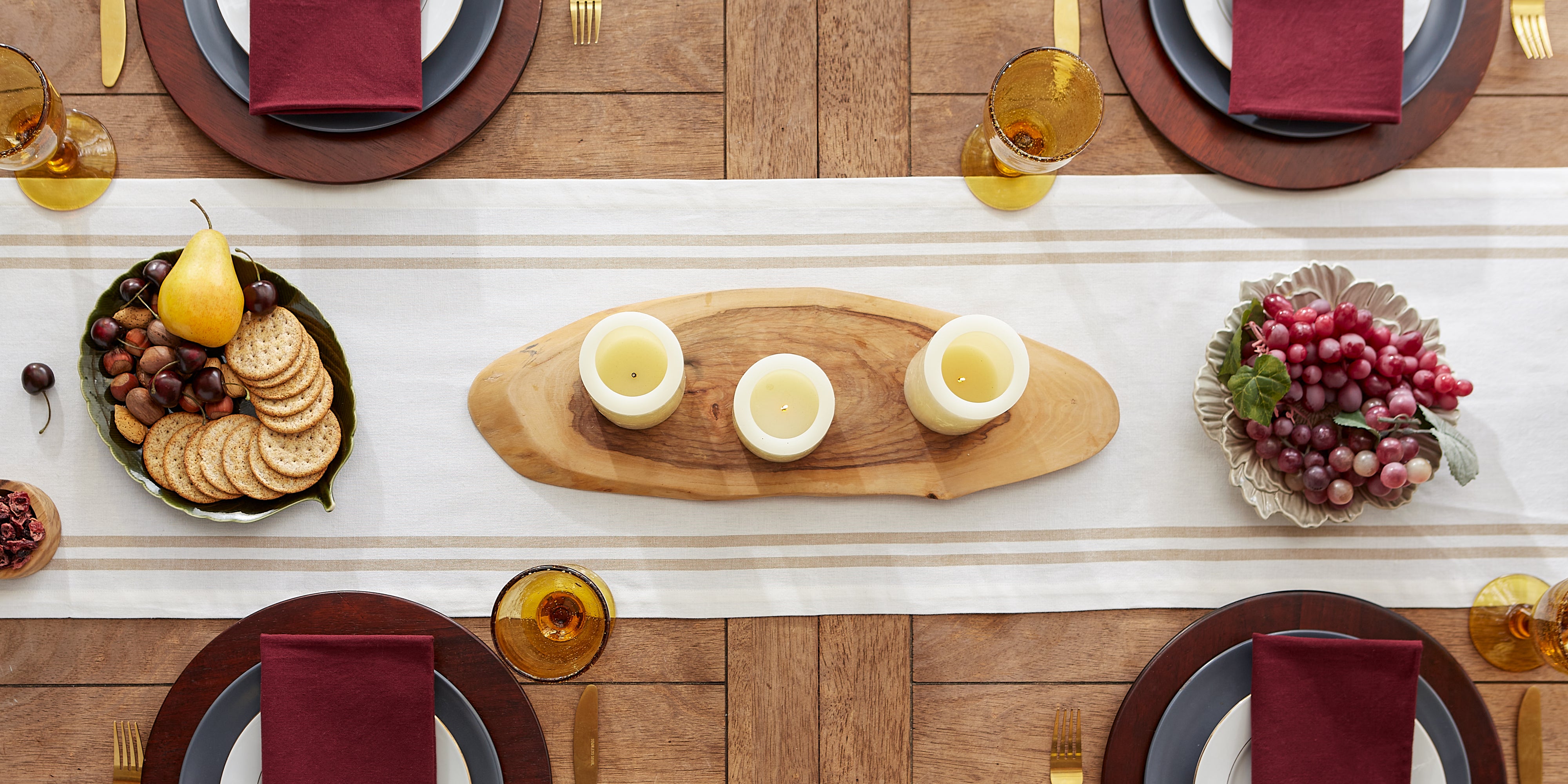 DII Chambray French Stripe Cotton Table Runner