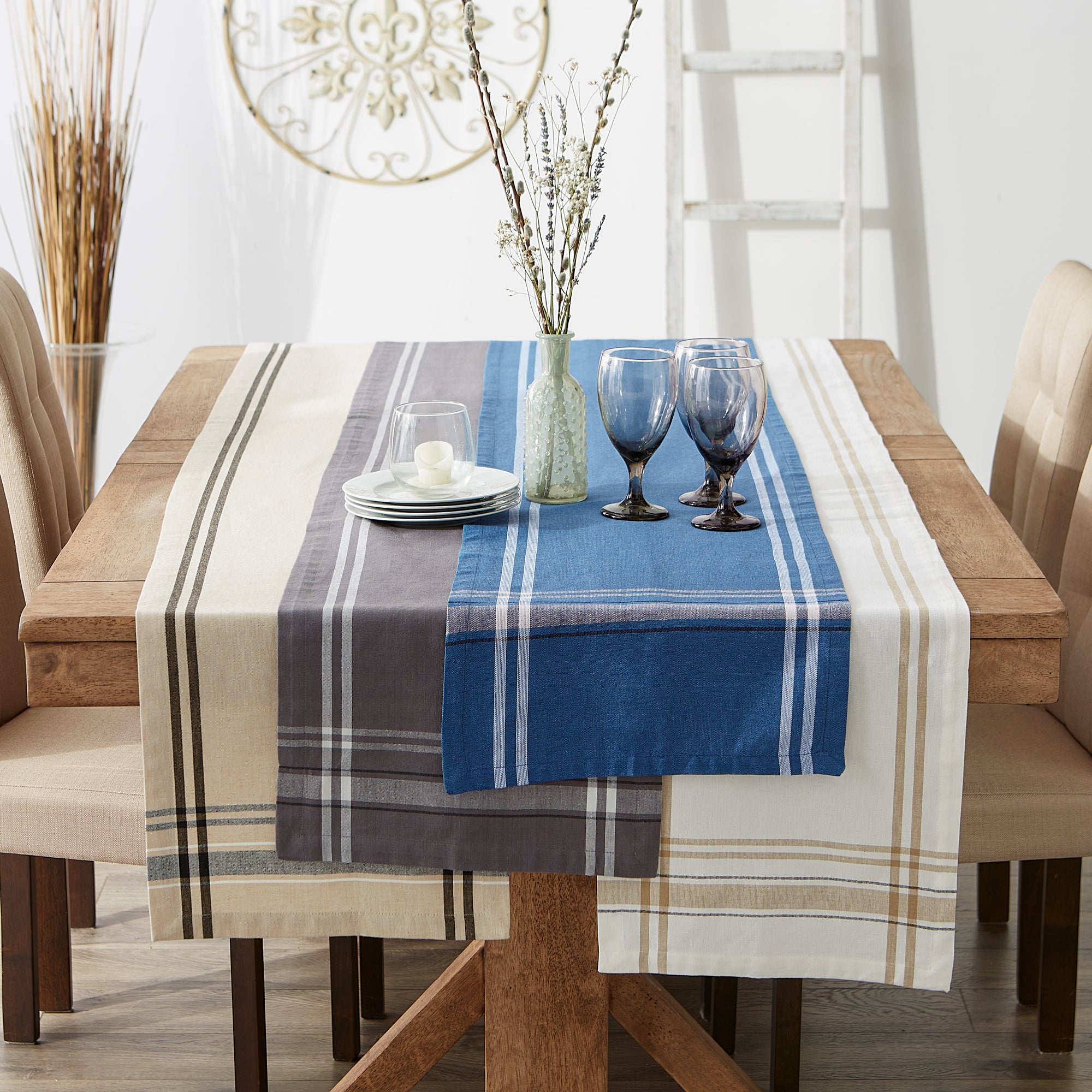 DII Chambray French Stripe Cotton Table Runner