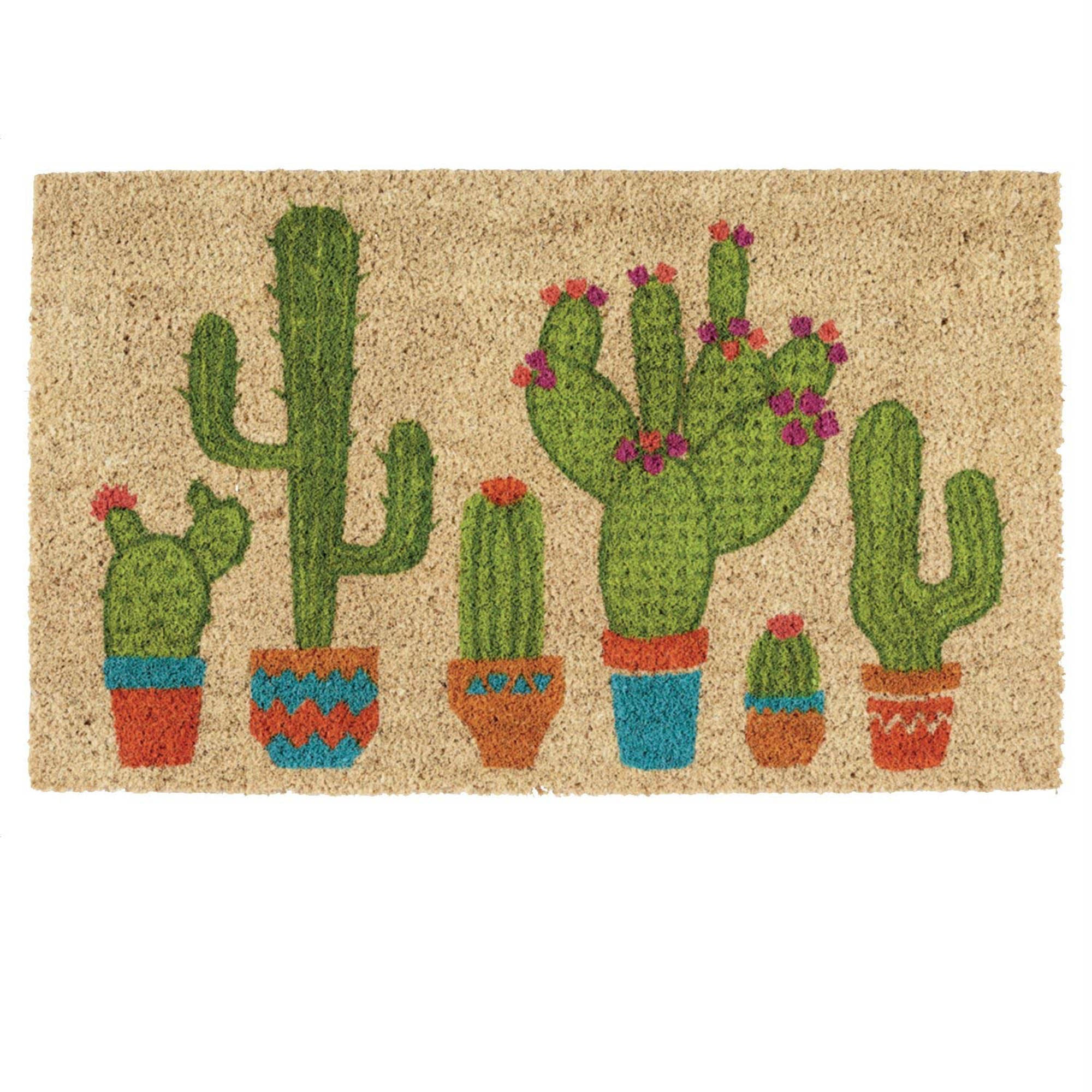 DII Floral Design Collection Natural Coir Doormat, Cactus