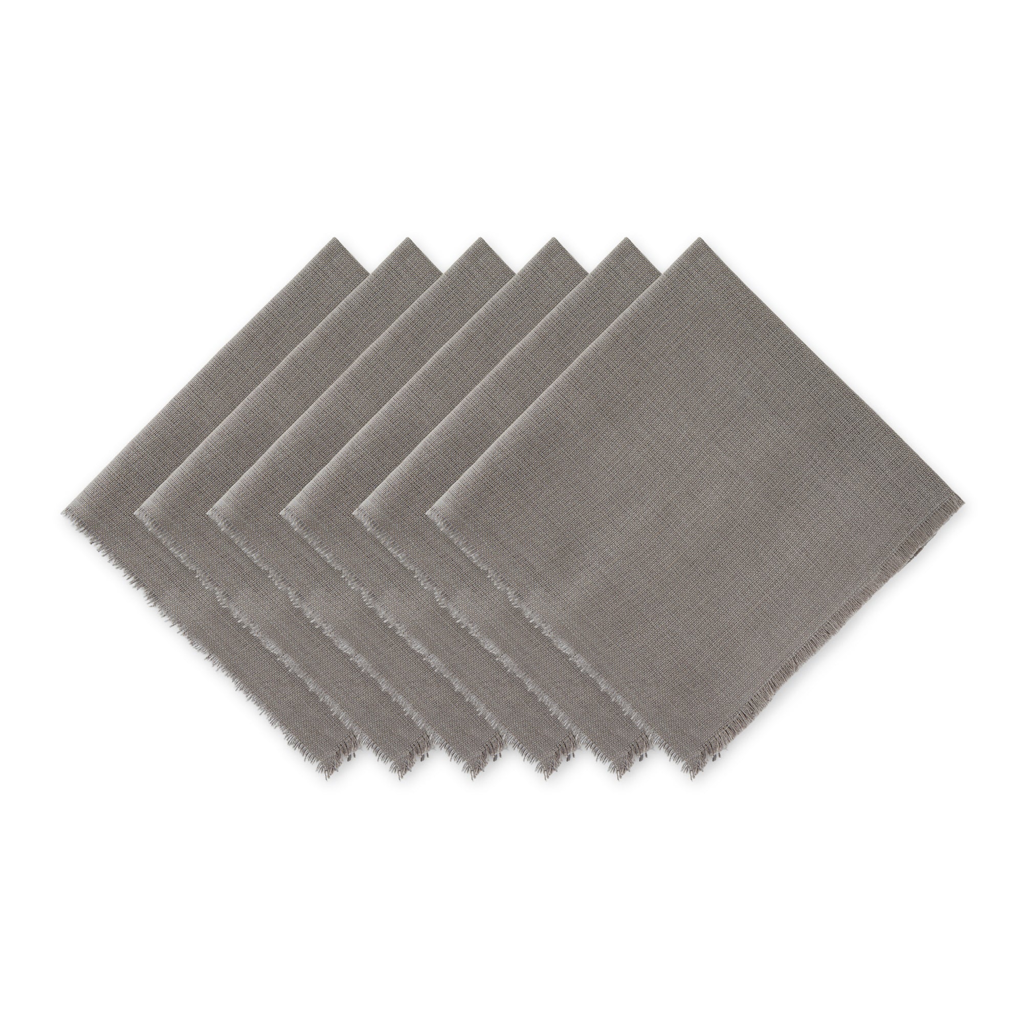 DII Gray Solid Heavyweight Fringed Cotton Dinner Napkin 6-Piece Set